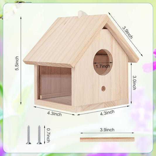 Bird Houses for Outside Clearance with Pole, Wood Birdhouse Blue Bird House Birdhouses for Outdoors Hanging Garden Patio Decorative for Swallow Sparrow Hummingbird Finch Throstle