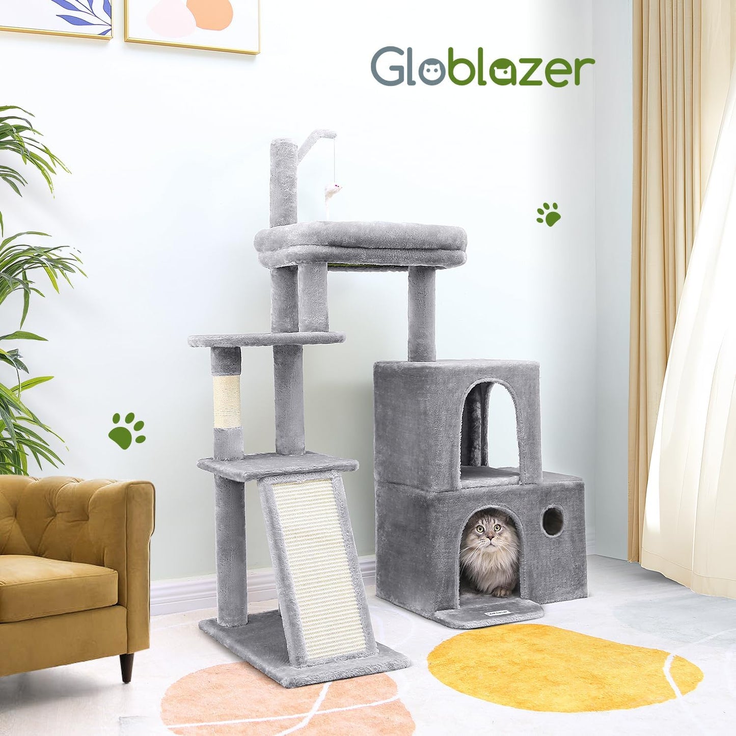 Globlazer Cat Tower for Indoor Adult Cats, 50-inch Heavy Duty Cat Tree