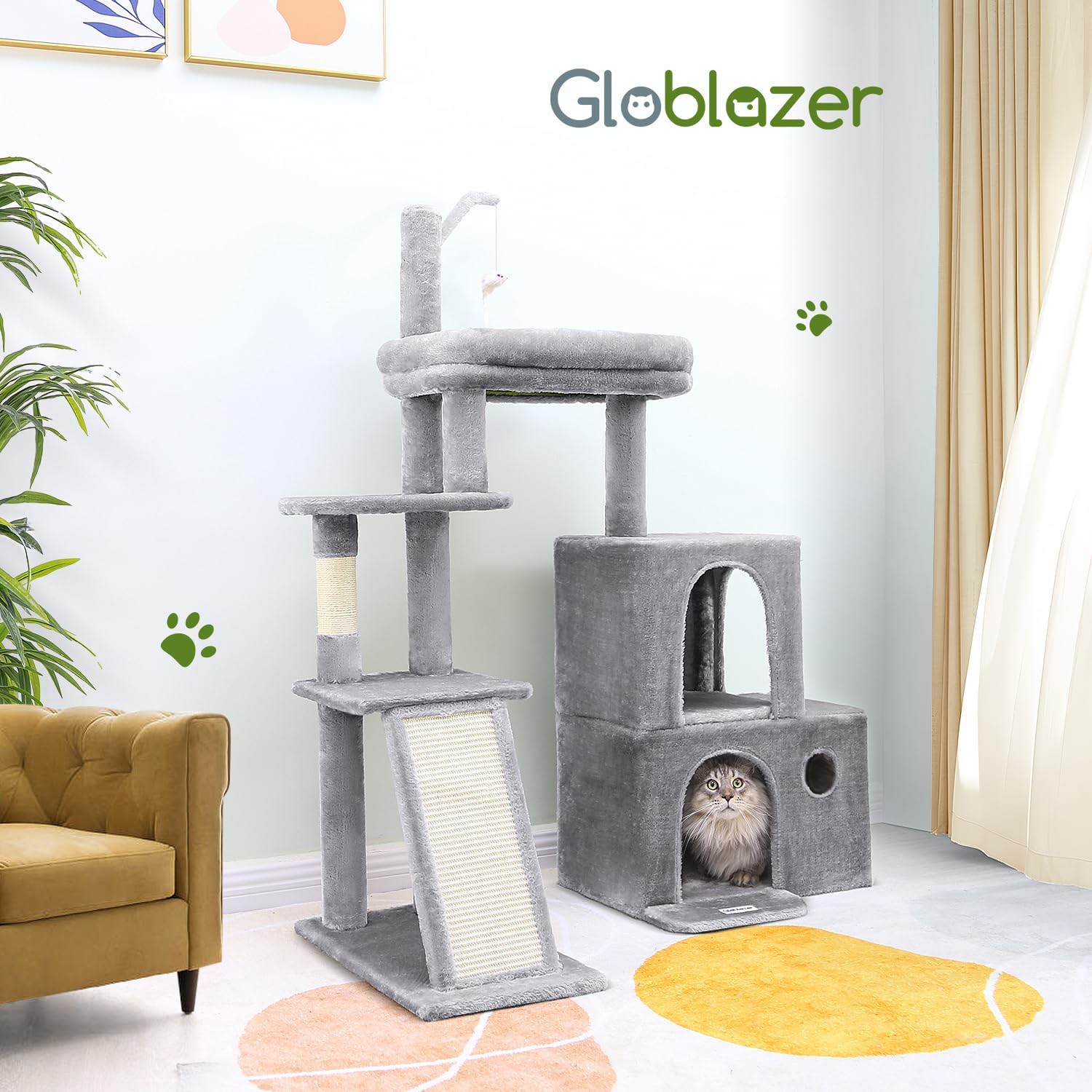Globlazer Cat Tower for Indoor Adult Cats, 50-inch Heavy Duty Cat Tree