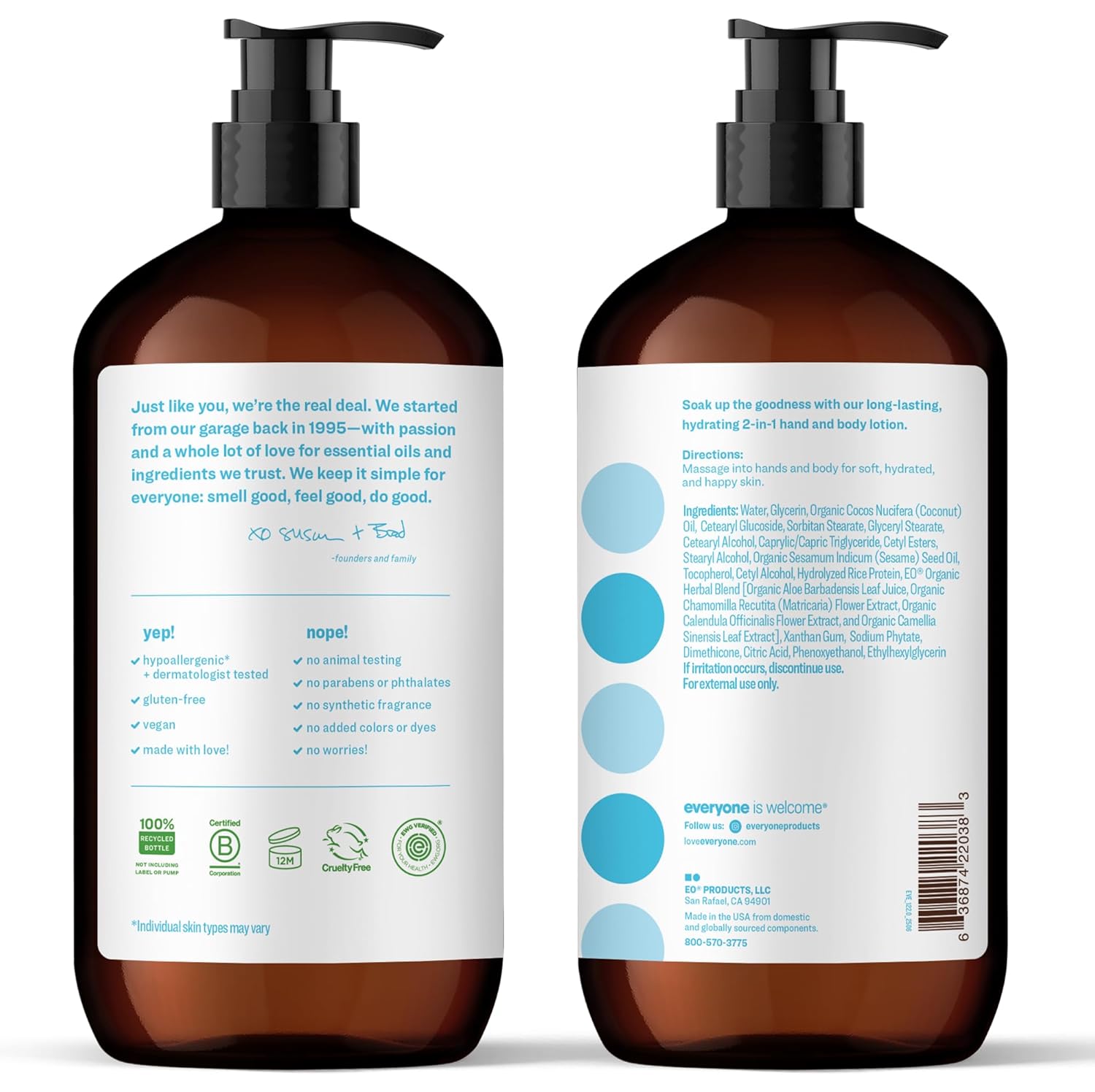 Everyone 2-in-1 Lotion for Hands/Body, 32 ounce (Pack of 2) Unscented 