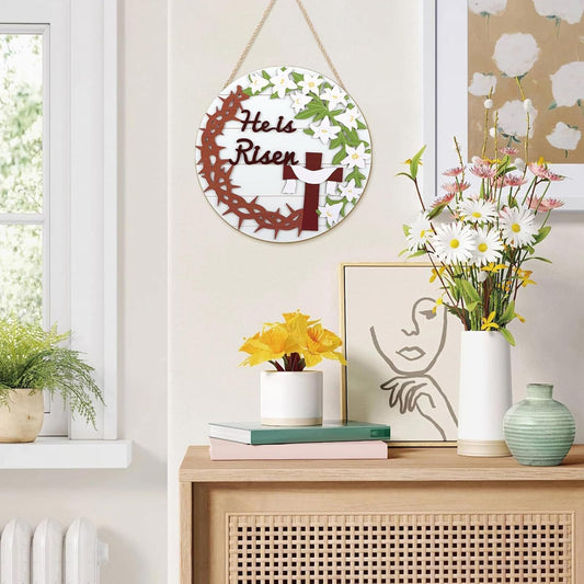 Rustic Wooden Hanger - Aesthetic Easter Door Sign, Spring Welcome Wall