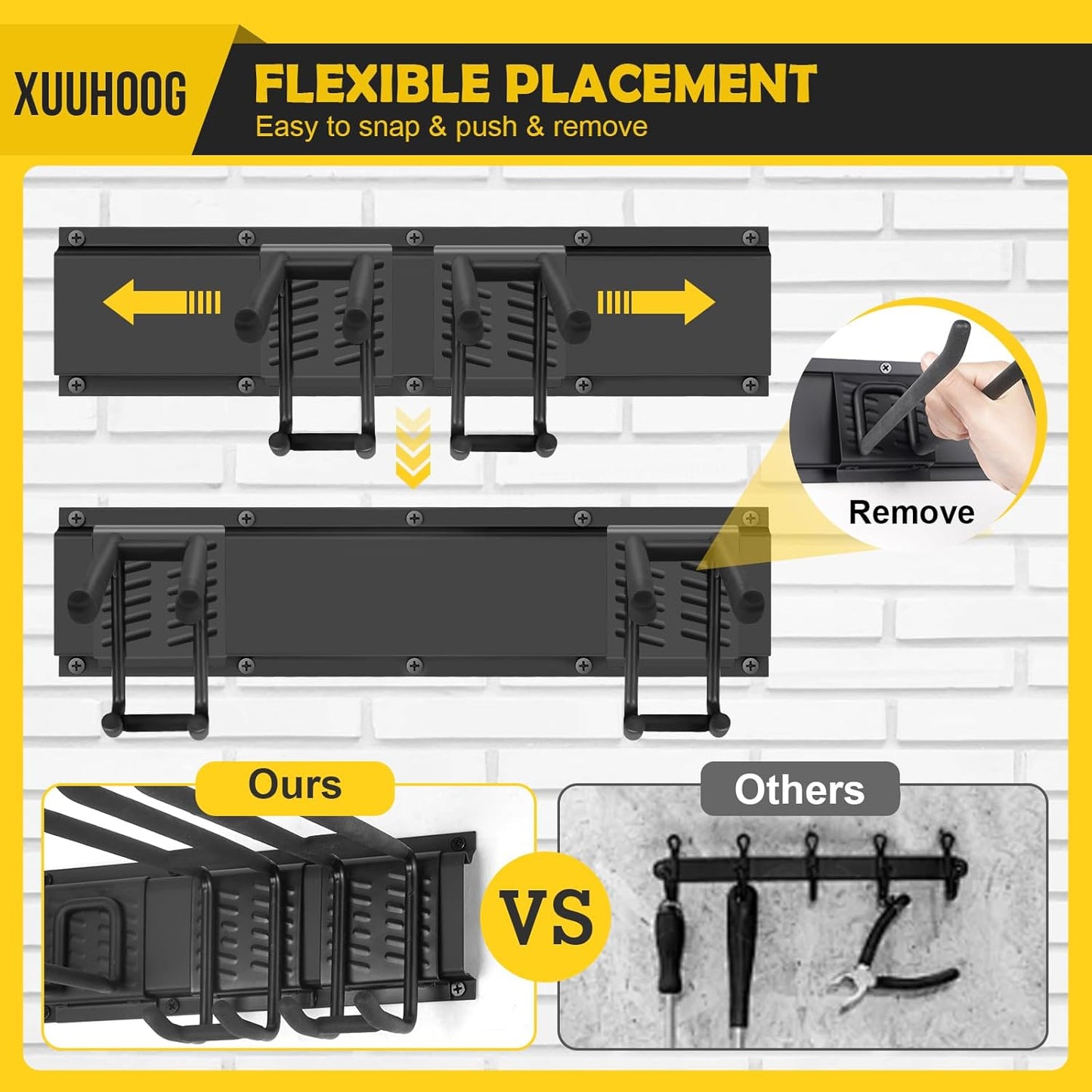 48-inch Garage Tool Organizer Wall Mount with Storage Shelves - Heavy Duty Adjustable Steel Hooks & Tracks for Power Tools, Garden Tools, Broom Holder - 350 lbs Capacity Rust Resistant 7 Hooks