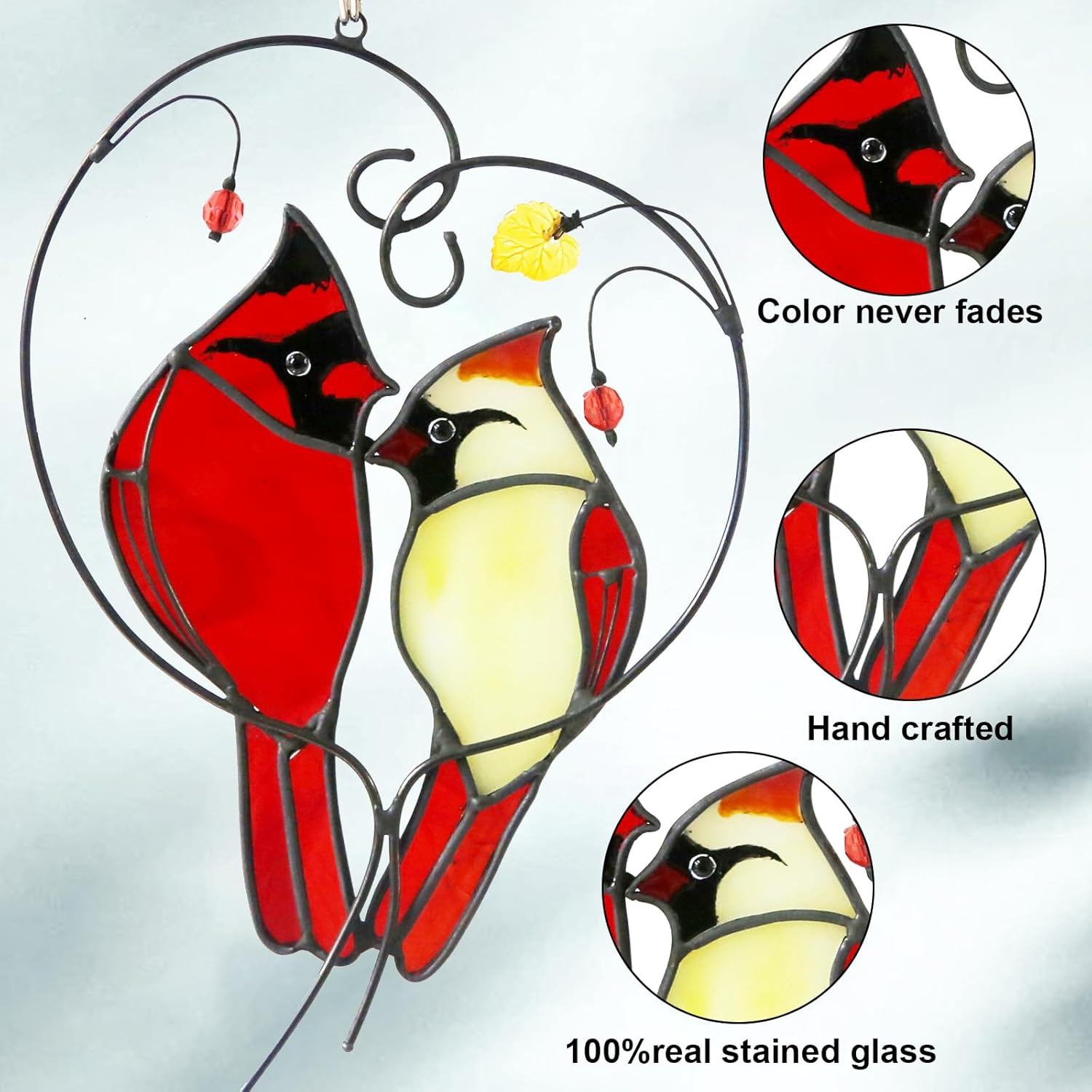 Reefan Cardinal Suncatchers Stained Glass Window Hangings, Stained Gla