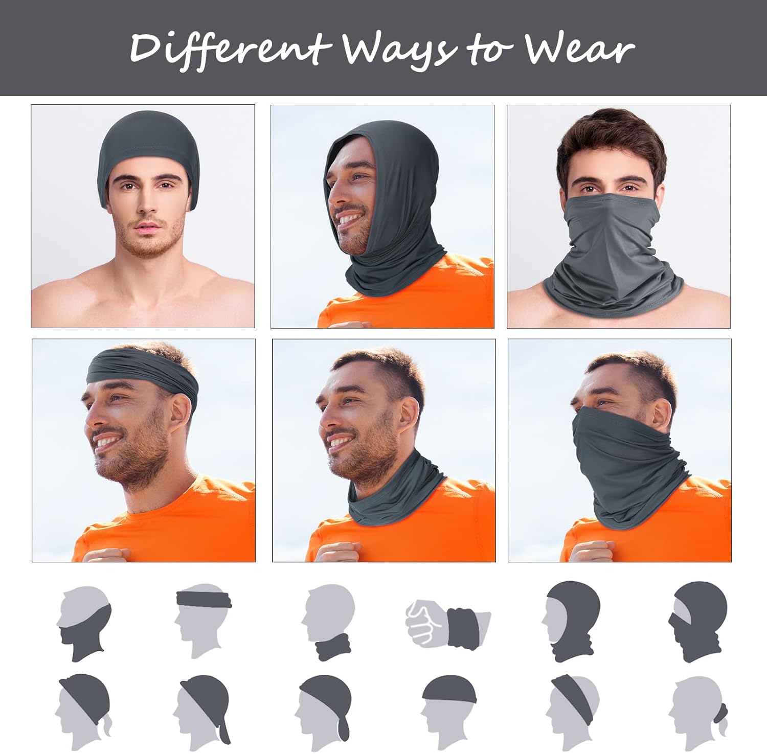 Geyoga 6 Pieces Summer UV Protection Cooling Neck Gaiter Face Clothing
