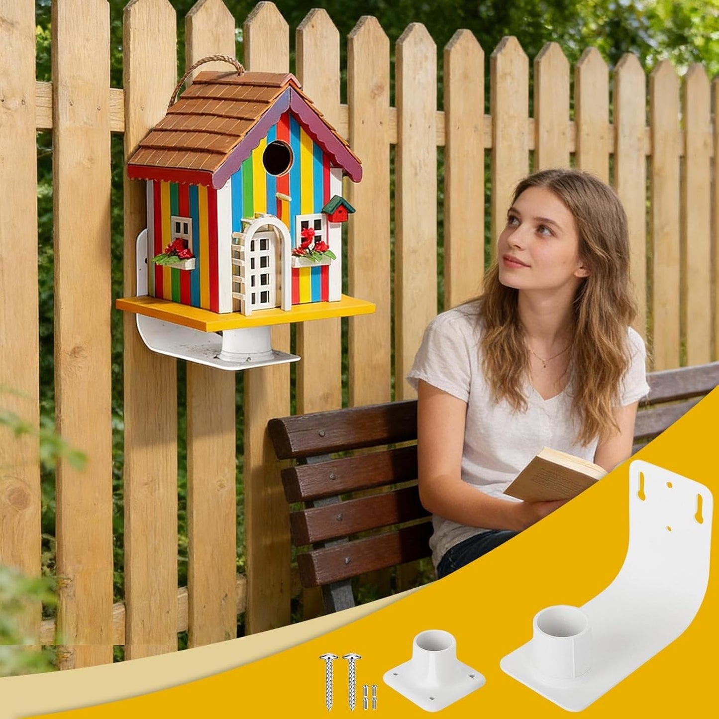 Outside Bird Feeder Stand | Sun Protection Easy Installation | Small Wild Bird Food Feeder Support Stand | for Finches Robins Sparrows Patio Backyard Balcony Terrace Window
