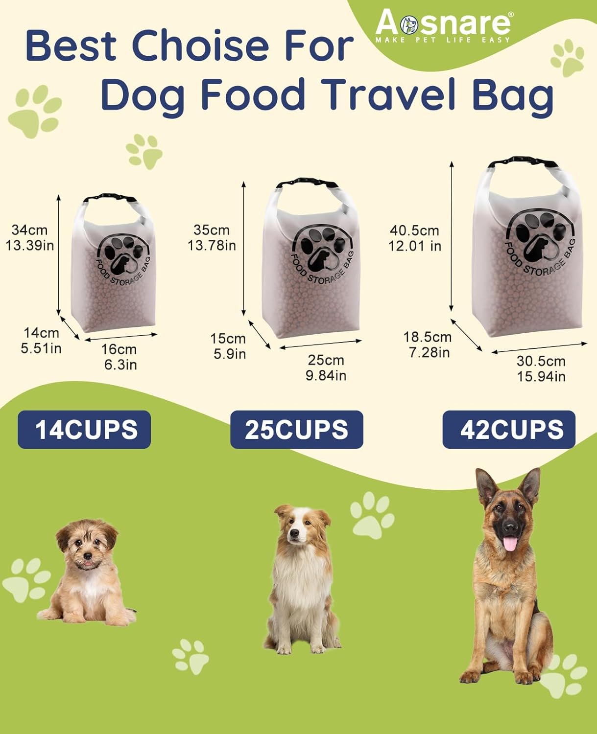 Pet Food Storage Bag for Travel - Transparent Leak-Proof Dog Food Cont
