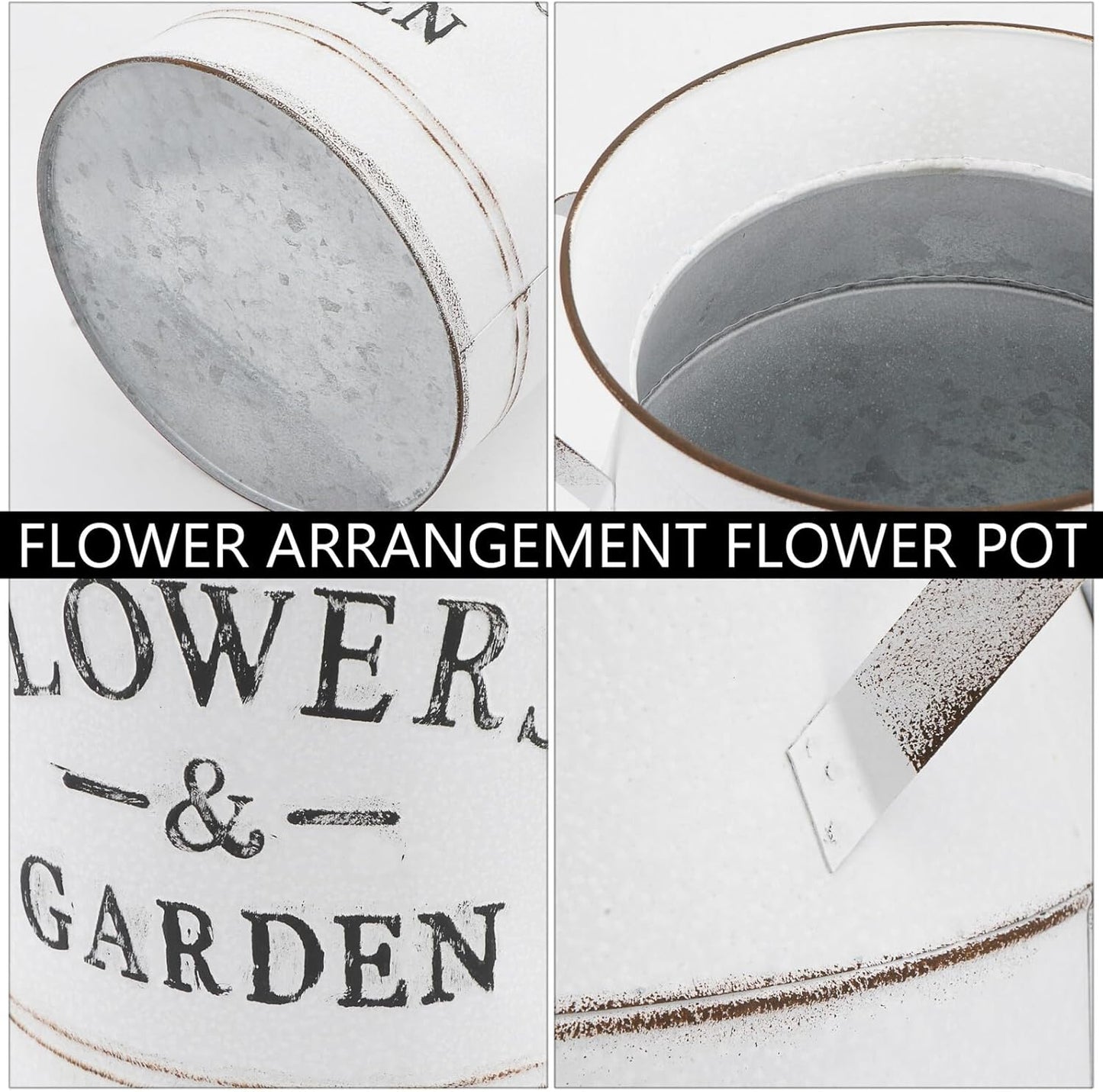 Milisten Vintage Metal Flower Bucket Vase Large Retro Letter Pattern D