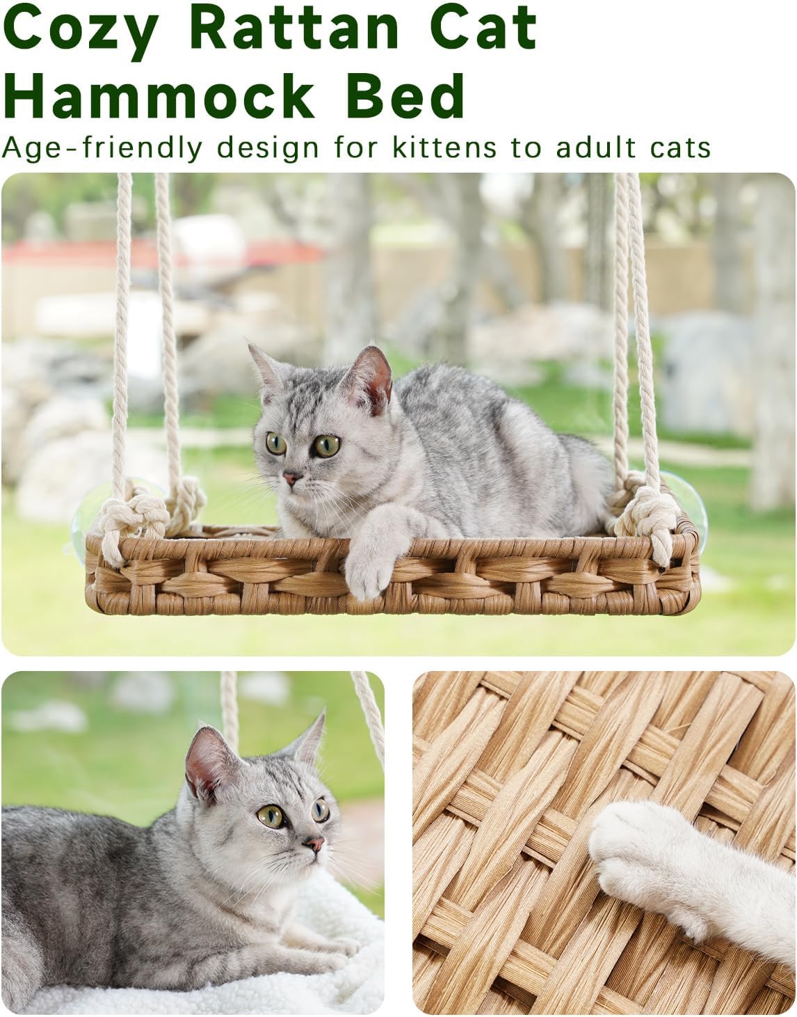 Cat Window Perch 2 Pack,Cat Window Hammock Bed for Indoor Cats,Large H