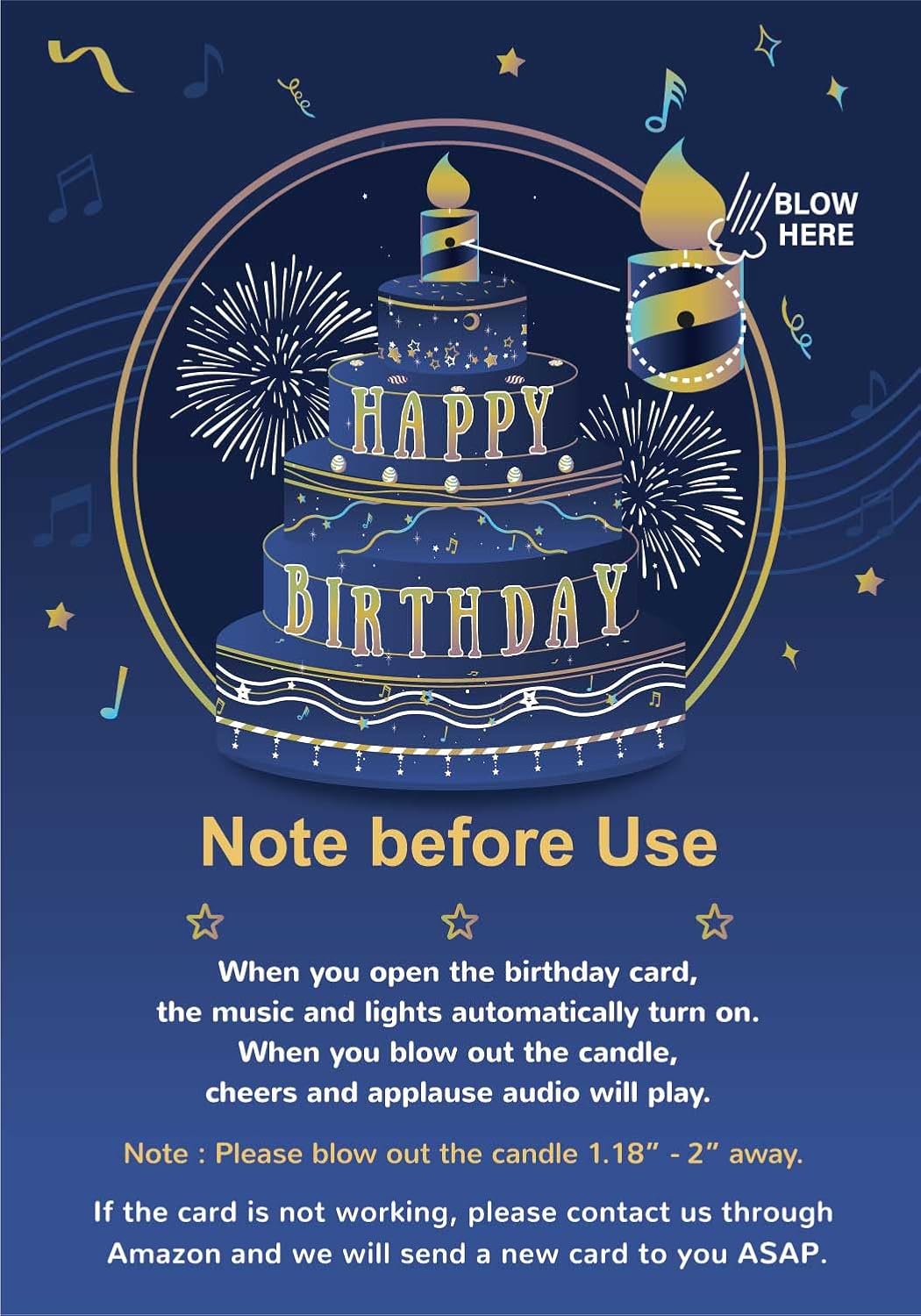 3D Pop Up Birthday Cards, Musical LED Lights Birthday Cards, Greeting 