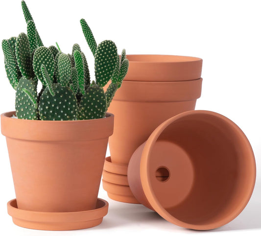 Orceler 6 inch Terracotta & Clay Pots for Plants with Saucer, Medium T