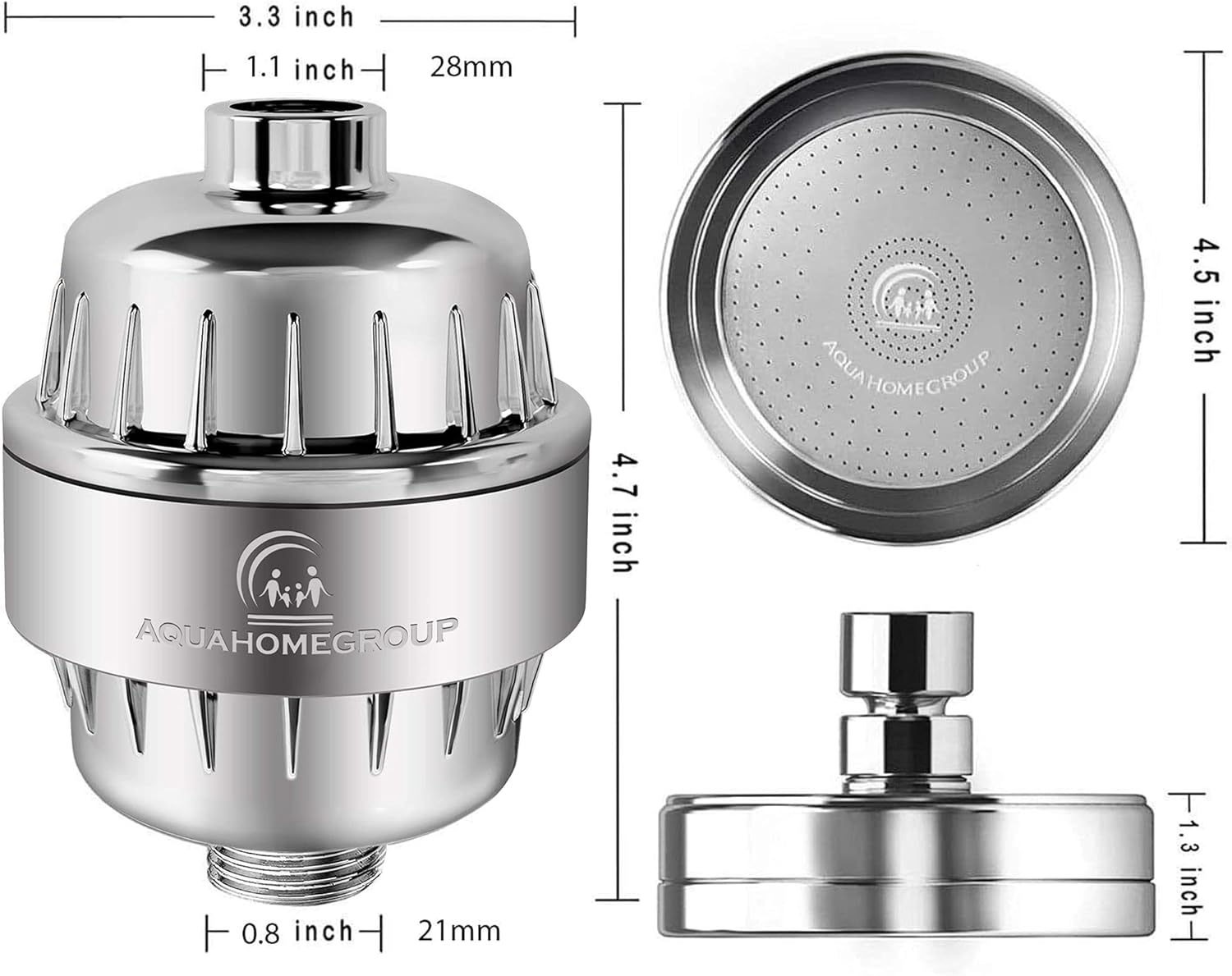 AquaHomeGroup Luxury Filtered Shower Head Set 20+3 Stage Shower Filter