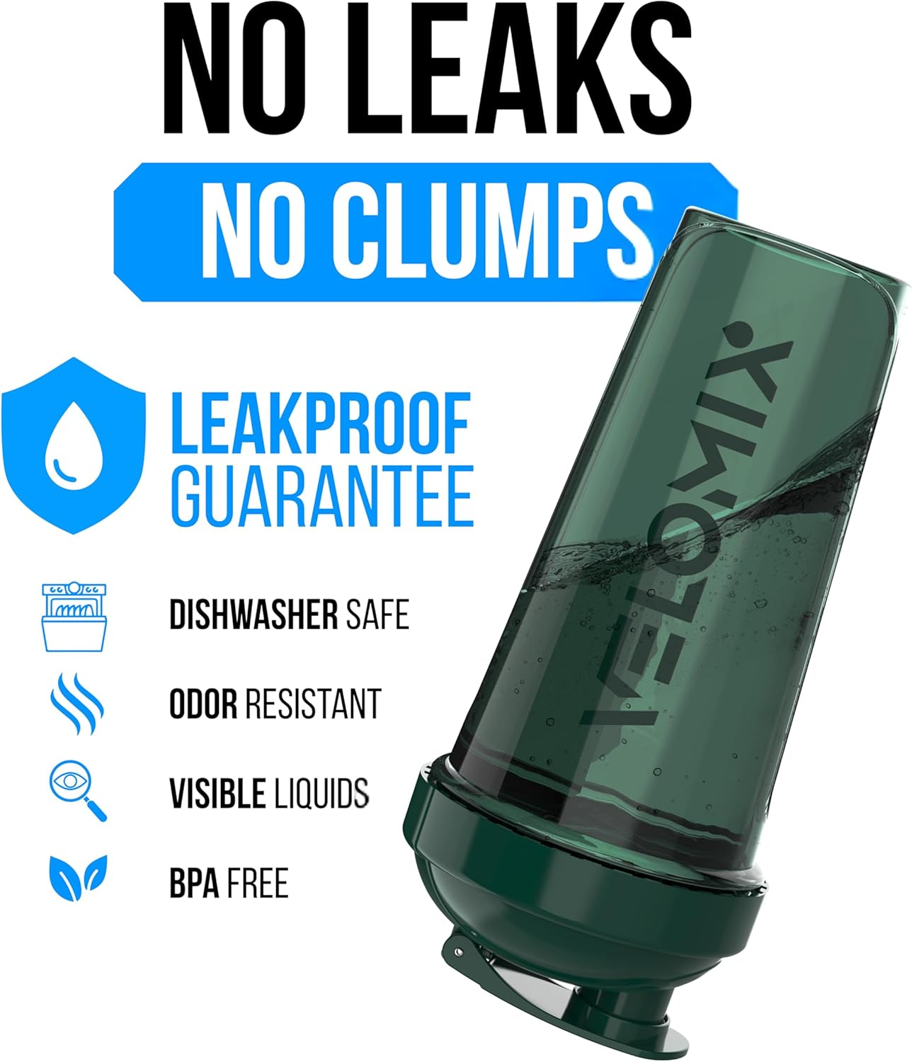 VELOMIX -6 PACK- 28 oz Protein Shaker Bottle for Protein Mixes - 6x Wi