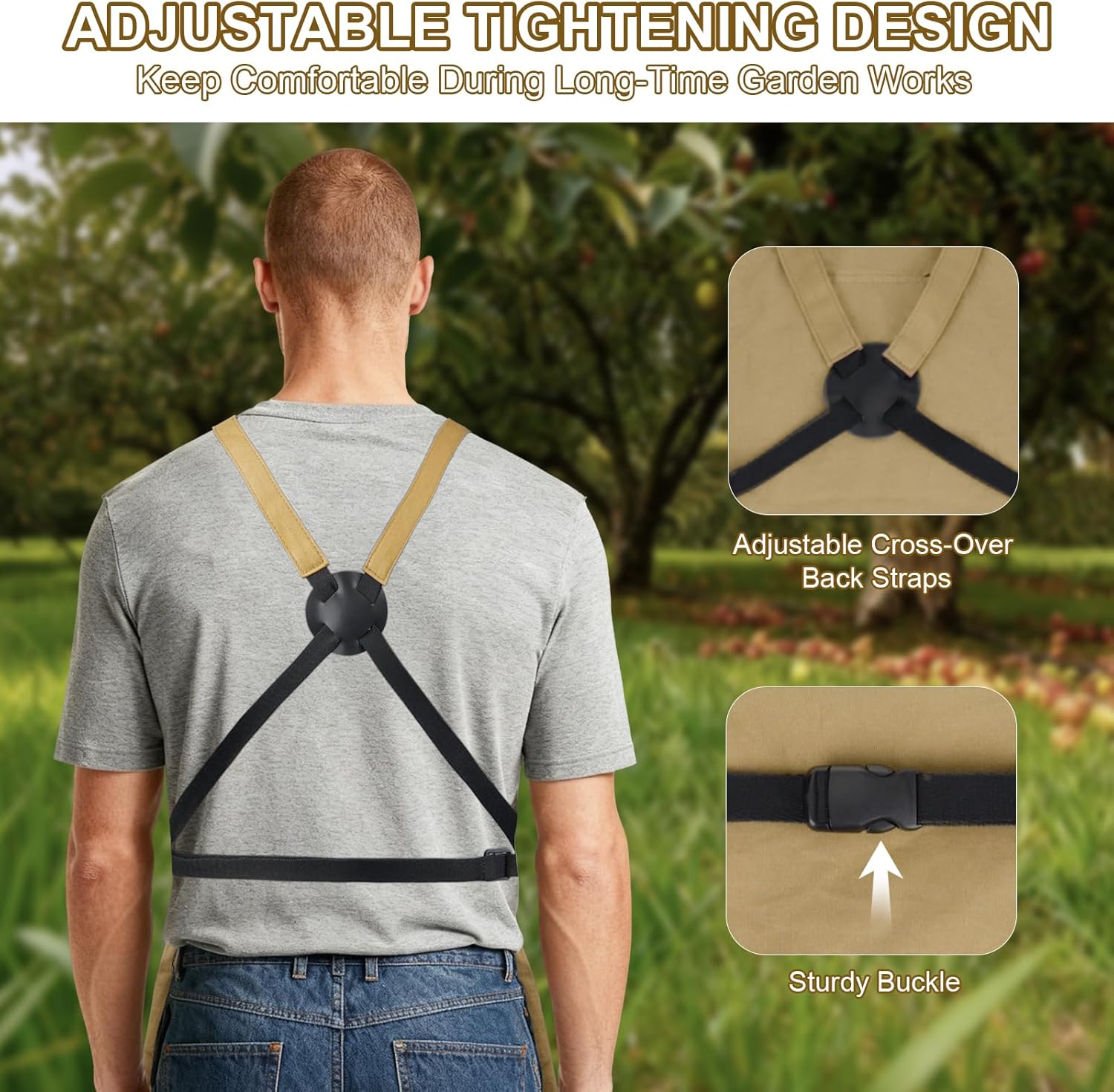 Garden Apron,Harvest Aprons with Drawstring Bag and Pockets for Women 