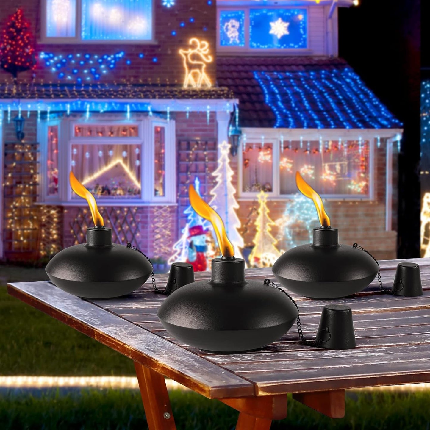 ZSZMFH 4 Pack Metal Table Top Torches,18 oz Citronella Torches for Out