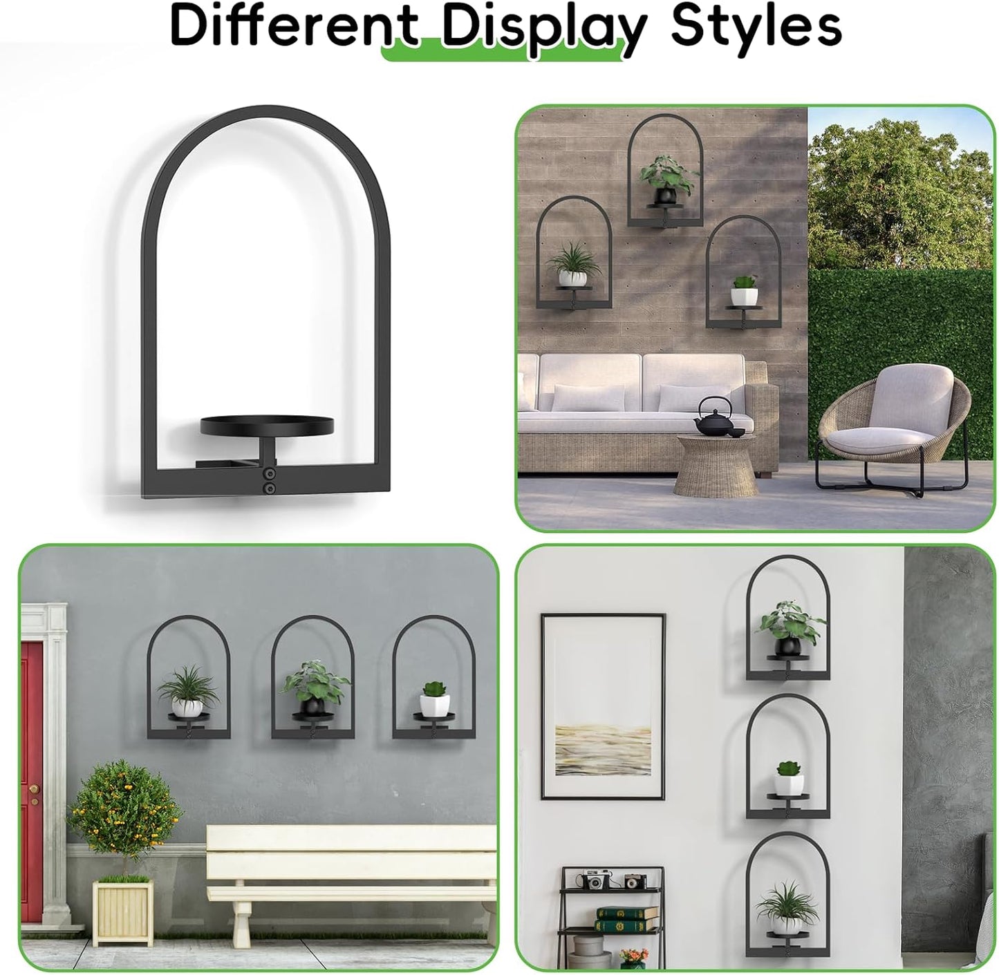 Wall Planters for Indoor Plants, Plant Holder Hanger Indoor, Wall-Mounted Planter Frame for Outdoor, Vertical Hanging Flower Pots Holder Plant Stand for Home Decor, 3 Pack