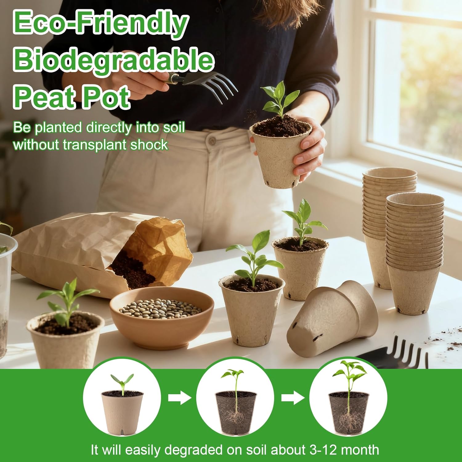 120 Pack 3.15 Inch Peat Pots Plant Starters for Seedling, Herb Seed St