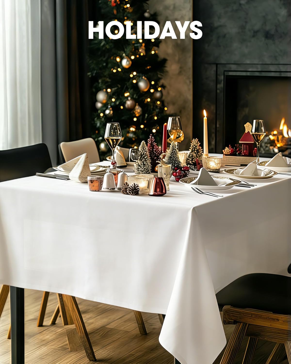 Pureegg Rectangle Table Cloth 60" x 102" – Durable Polyester Tableclot