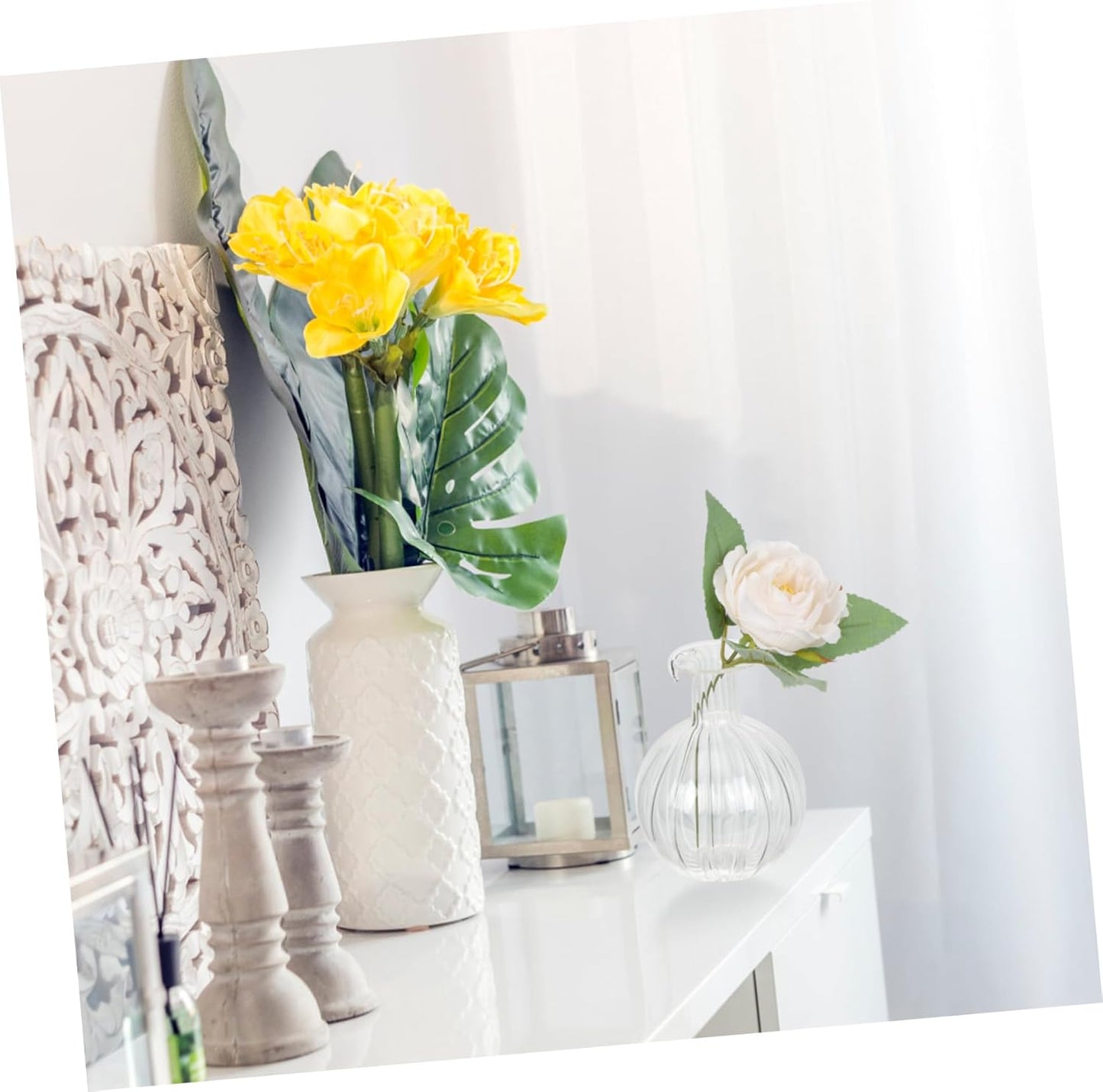 PRETYZOOM Large Glass Vase for Centerpieces Decorative Flower Pot Vase Fillers for Home Glass Planter