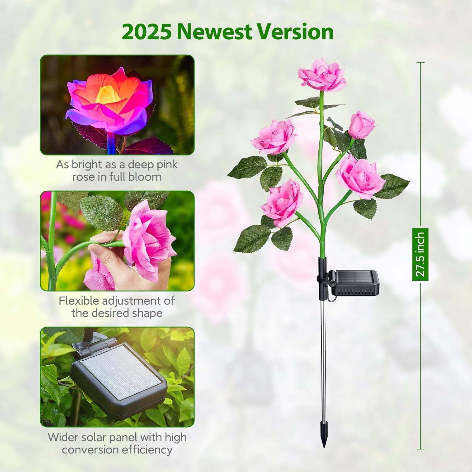 RECHOO Solar Garden Lights Outdoor Decorative, 3 Pack Solar Flower Lig