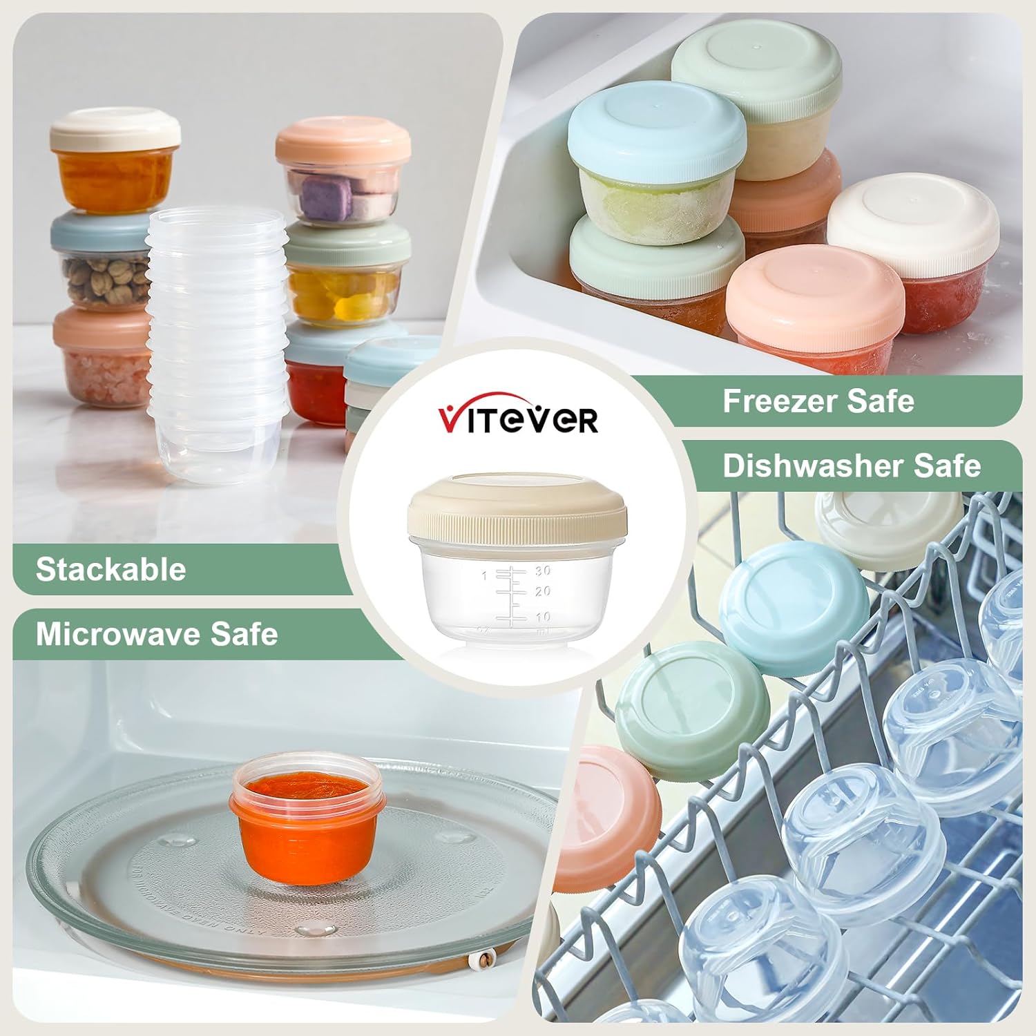 VITEVER 8 Pack 2 oz Salad Dressing Container to Go, Small Condiment Co