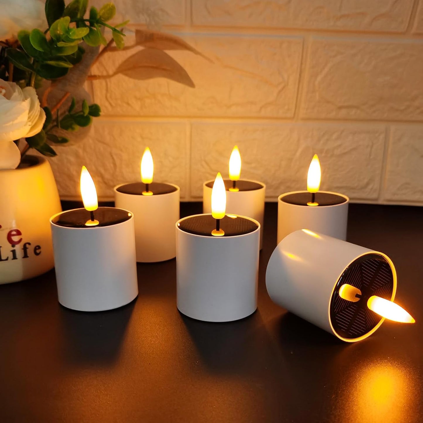 EuroFone 6pcs Solar Tea Lights Outdoor Waterproof - Rechargeable Battery Candles for Lantern, Garden, Camping & Decor, Small Solar Lights Waterproof