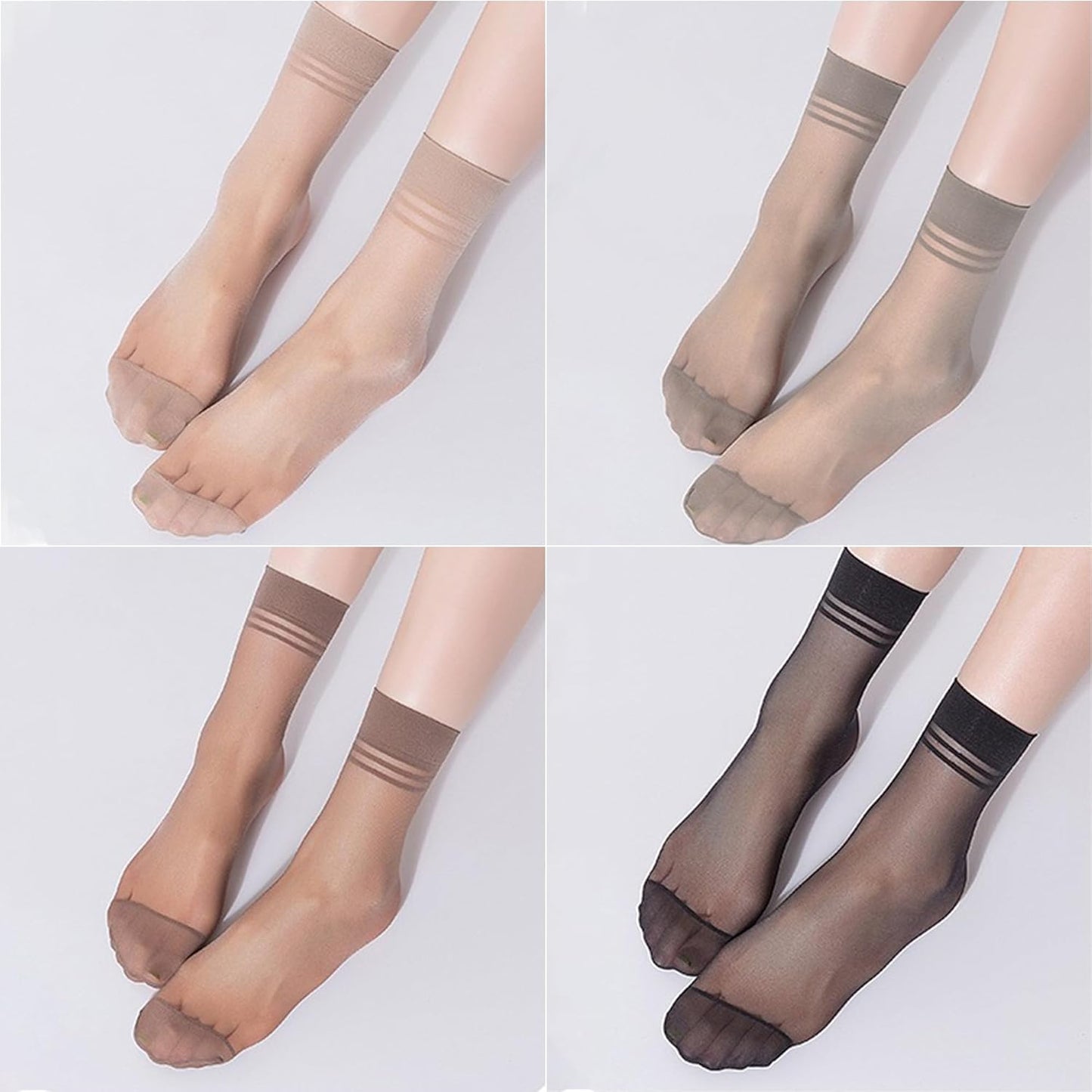 20 Pairs Women's Ankle Sheer Nylon Socks Summer Thin Soft Tight Hosier