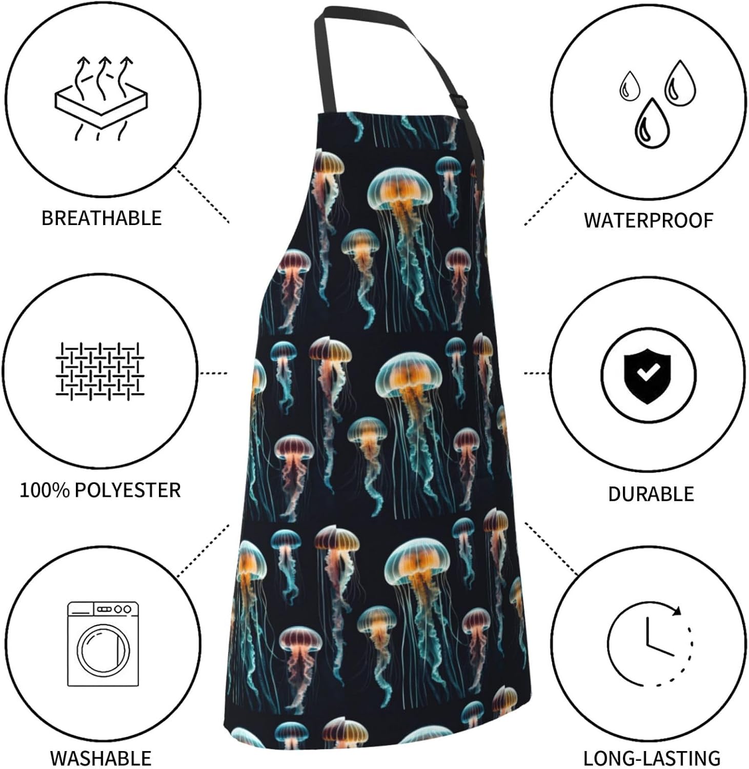 YANYU Jellyfish ocean Print 28x33 In Kitchen Apron Stylish Chef Apron 