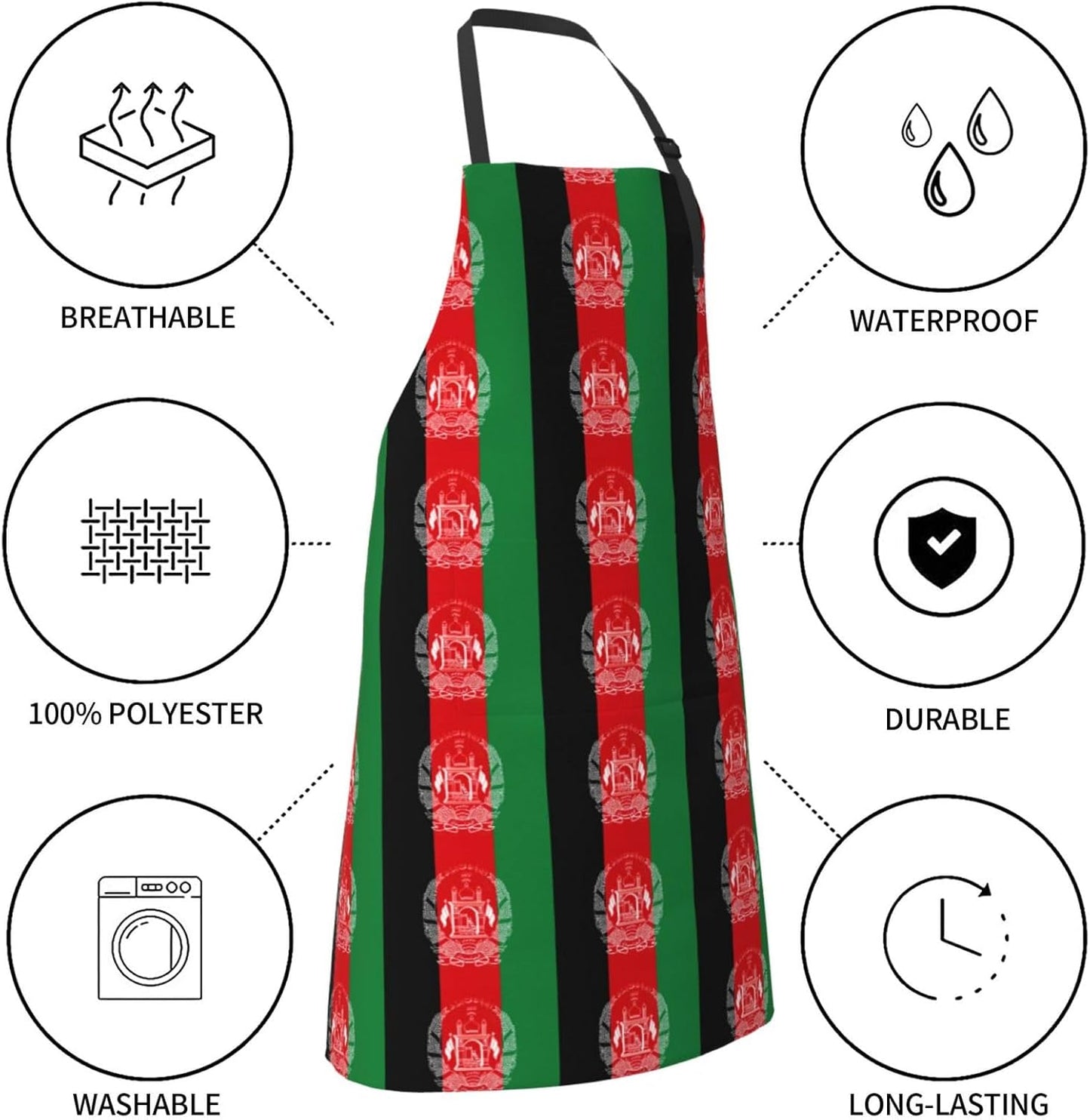 Flag of Afghanistan print Waterproof chef's apron with pocket apron for kitchen cooking baking barbecue and gardening