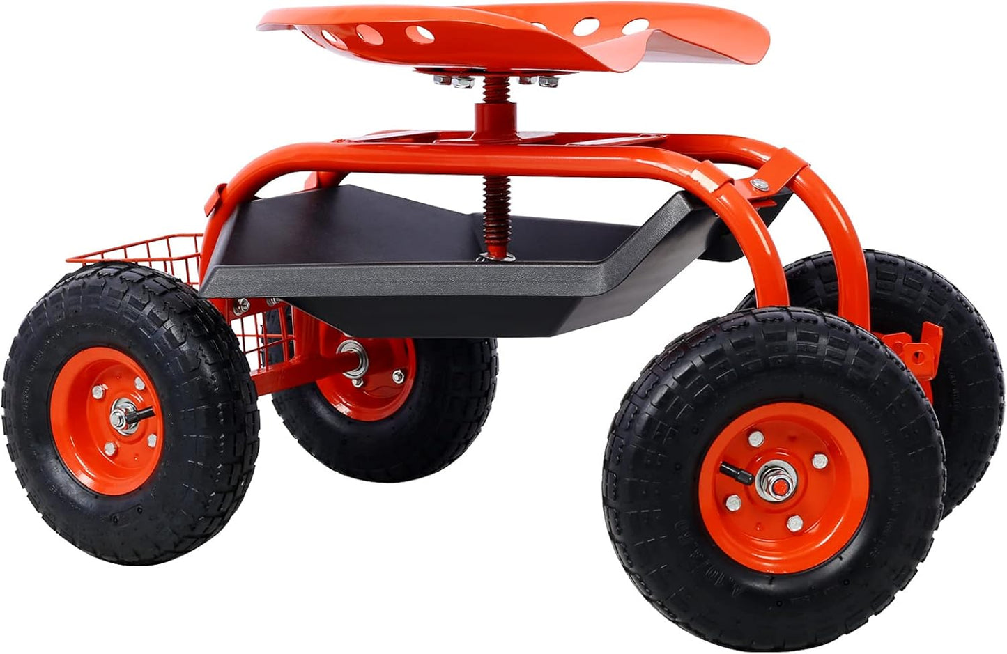 Rolling Garden Cart with 4 Wheels Tool Tray Basket Adjustable Height 3