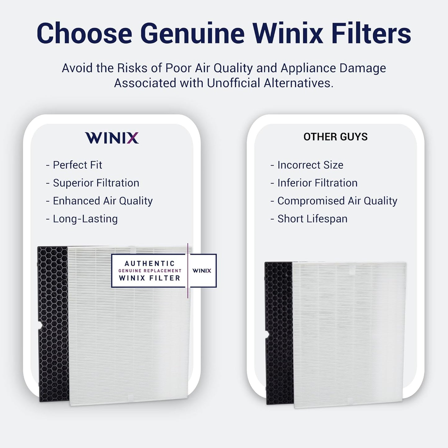 Genuine Winix 116130 Replacement Filter H for 5500-2 Air Purifier , 16.25"L x 12.5"W x 1.5"Th, White