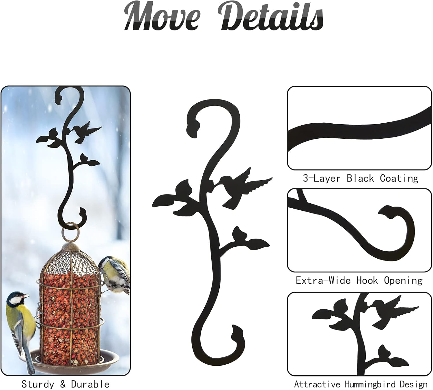 Hummingbird Bird Feeder Hanger Hooks for Outdoors Hanging, Shepherds H