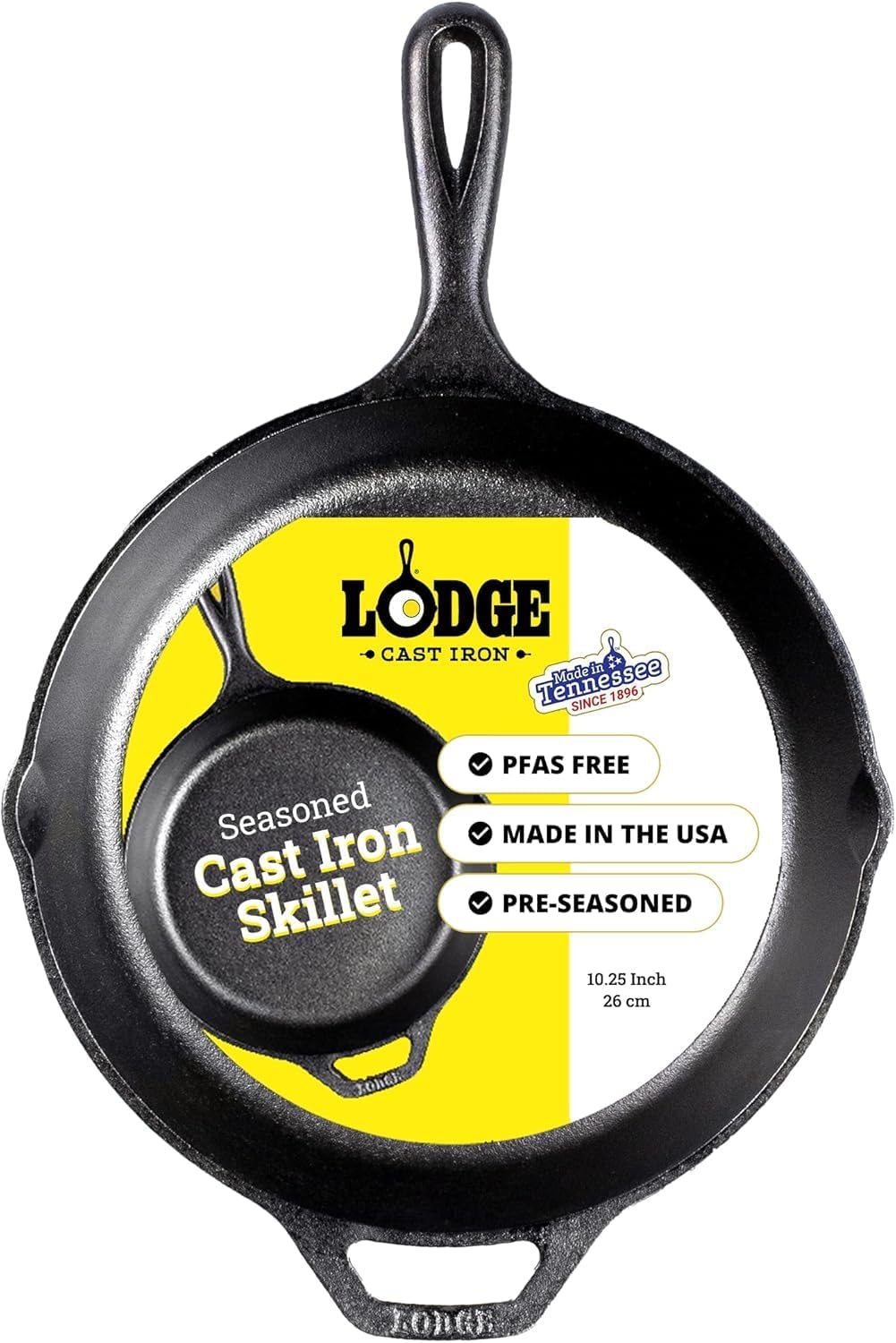 Lodge Seasoned Cast Iron Skillet - PFAS-Free, Non-Toxic Cookware - Use
