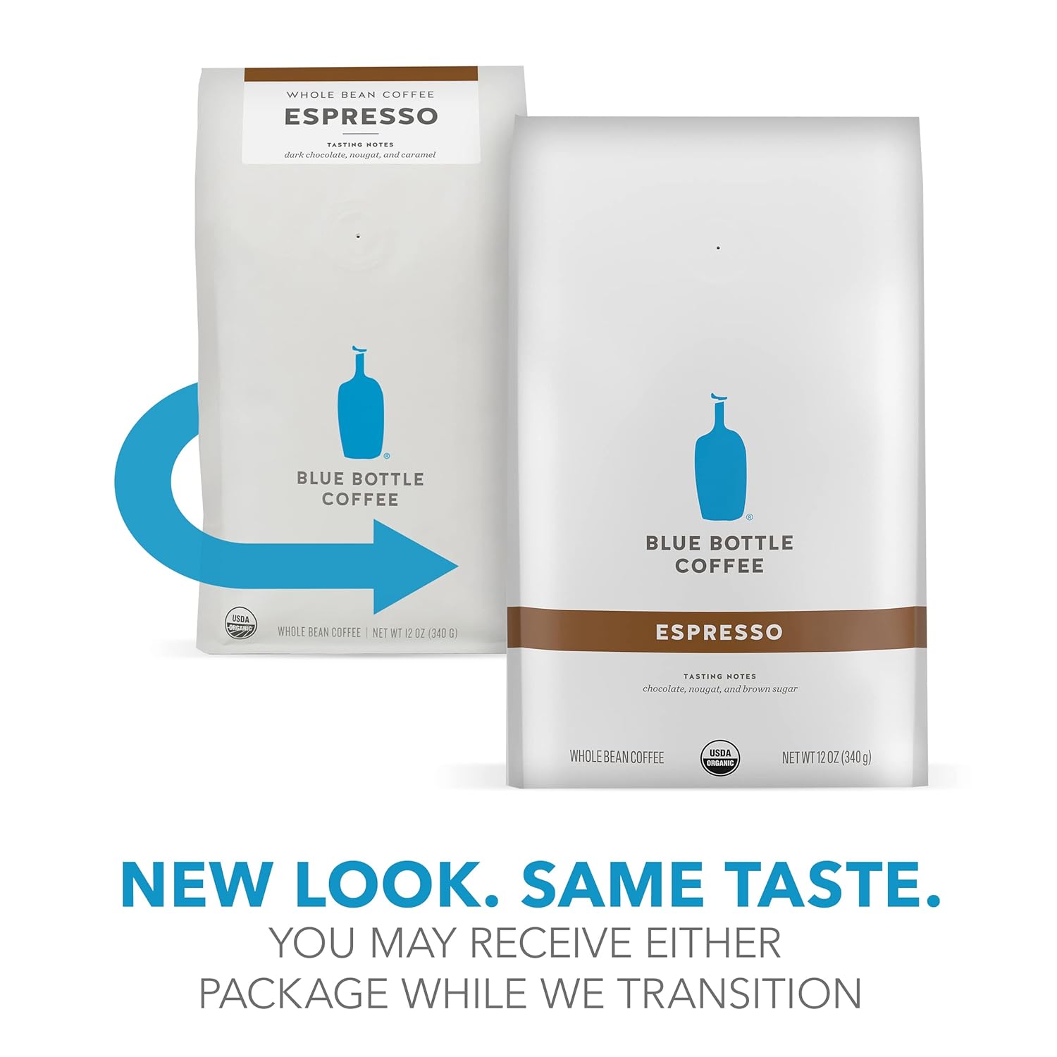 Blue Bottle Whole Bean Organic Coffee, Espresso, Dark Roast, 12 Ounce 