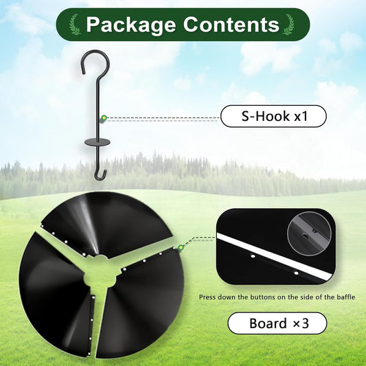 Gtongoko 19 Inch PP Squirrel Baffle for Bird Feeder Outside Hanging Bird Feeder Umbrella Guard Hanging Squirrel Proof for Shepherd Hooks or Pole Black 1 Pack
