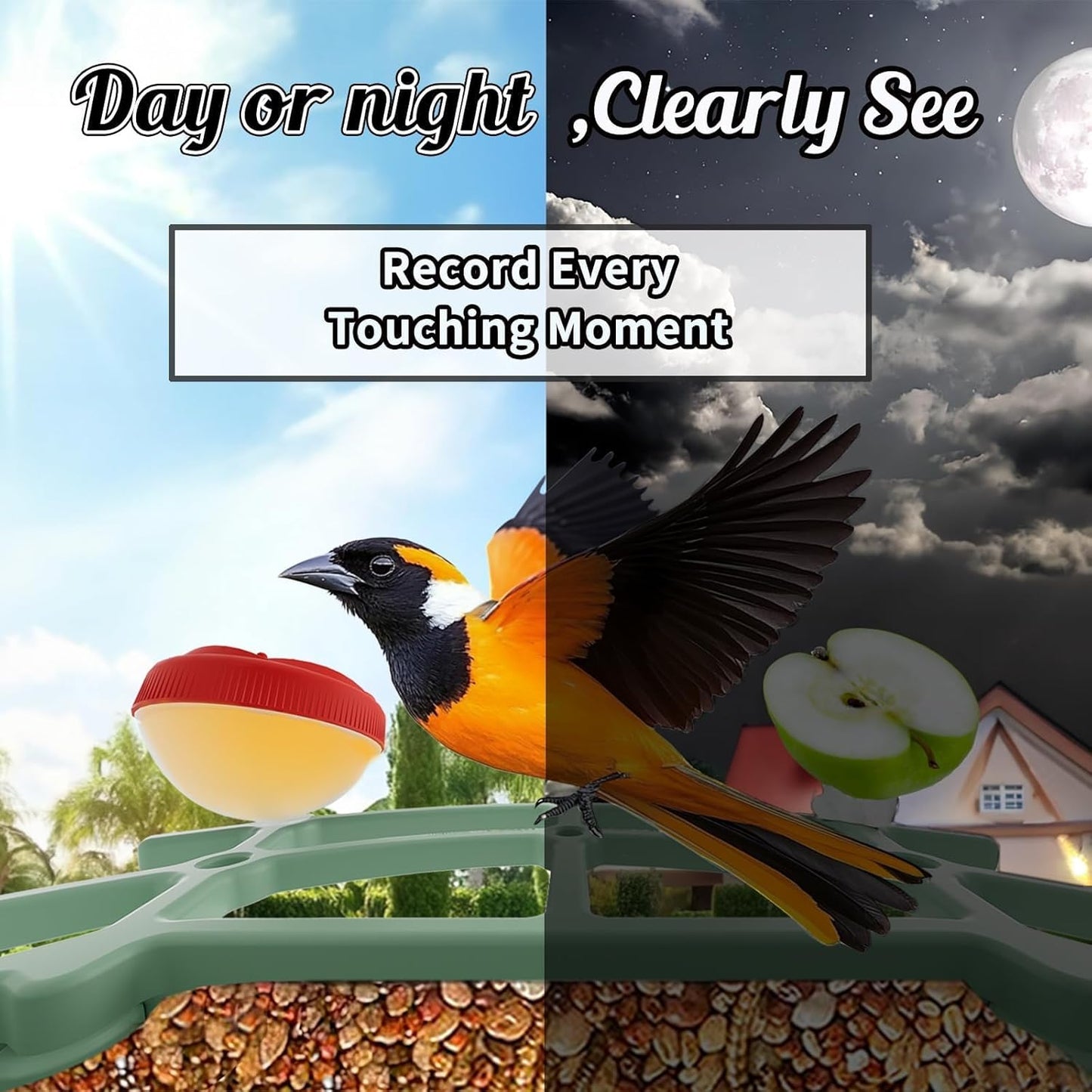 Smart Birdfeeder with Camera Built-in&Solar Powered-Humming Bird Feeder Birdhouse with Camera Inside Wireless Video Live,Night Vision, AI Bird Recognition,Real-Time Alerts for Outdoor Birdlover Gifts