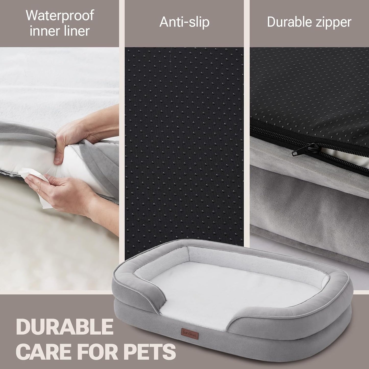 Soft Touch Orthopedic XL Dog Bed for Large Dogs with Faux Fur Top, Wat