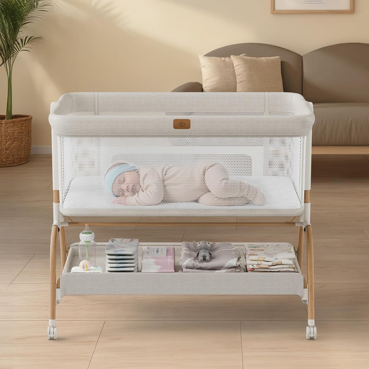 Baby Bassinet Bedside Crib, 3-in-1 Baby Bassinet Bedside Sleeper with 