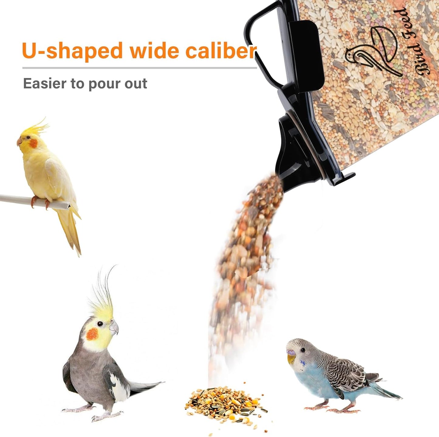 Geyecete Bird Seed Storage Container Portable-3 Qt/2.8 L Clear Plastic Airtight Wild bird Seed Dispenser food container with Measuring Cup |BPA Free
