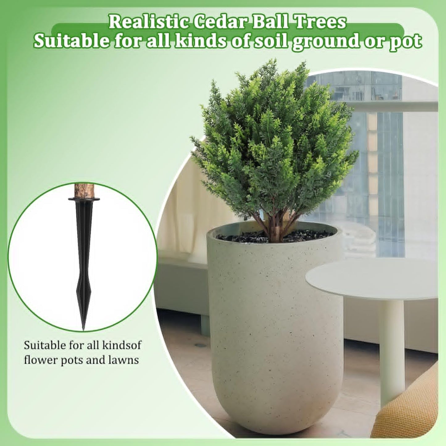 Shinoske 23.8" Artificial Cedar Topiary Ball Trees,Set of 2 Outdoor Fa