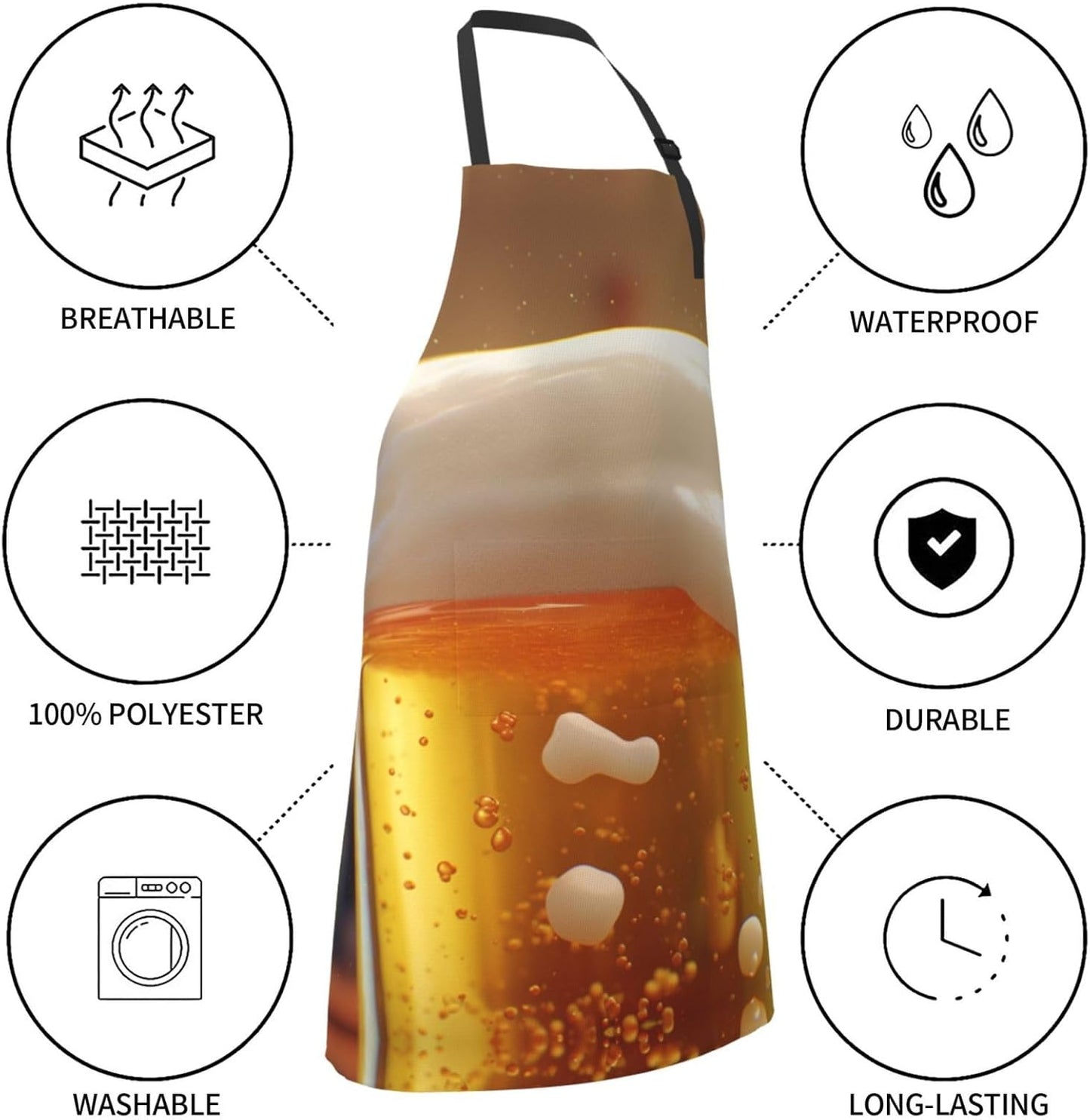 Beer Bubble print Waterproof apron with pocket adjustable cooking apron for adult kitchen bibs to bake
