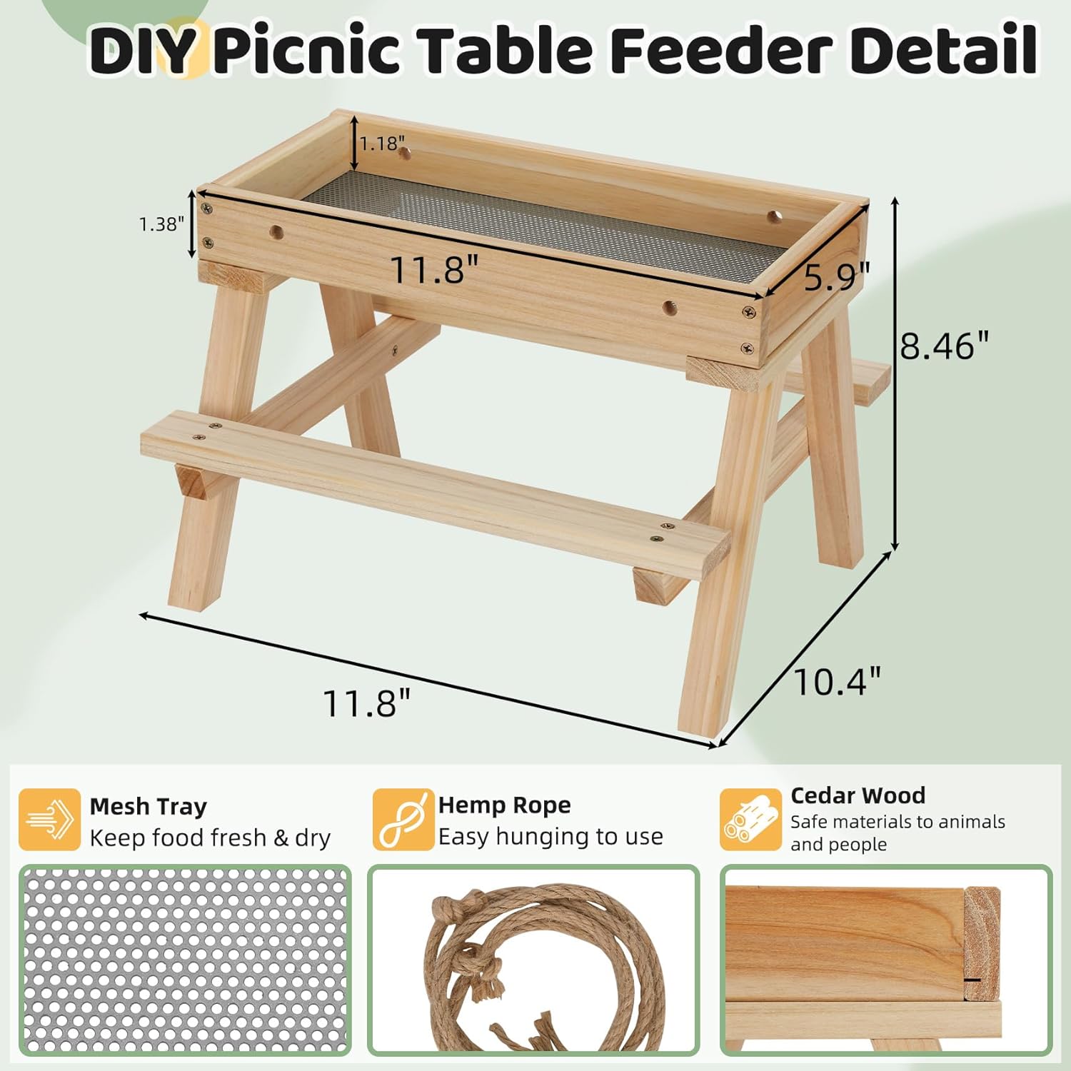 Squirrel Picnic Table Feeder, DIY Wood Building Kits with Paint Set,fo