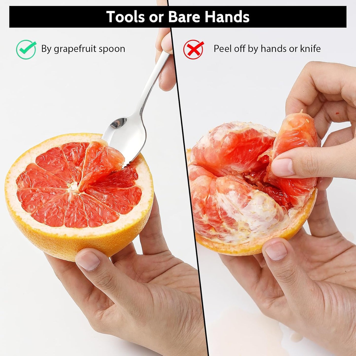 Hiware 4-piece Grapefruit Spoons and Grapefruit Knife, 18/8 Stainless 