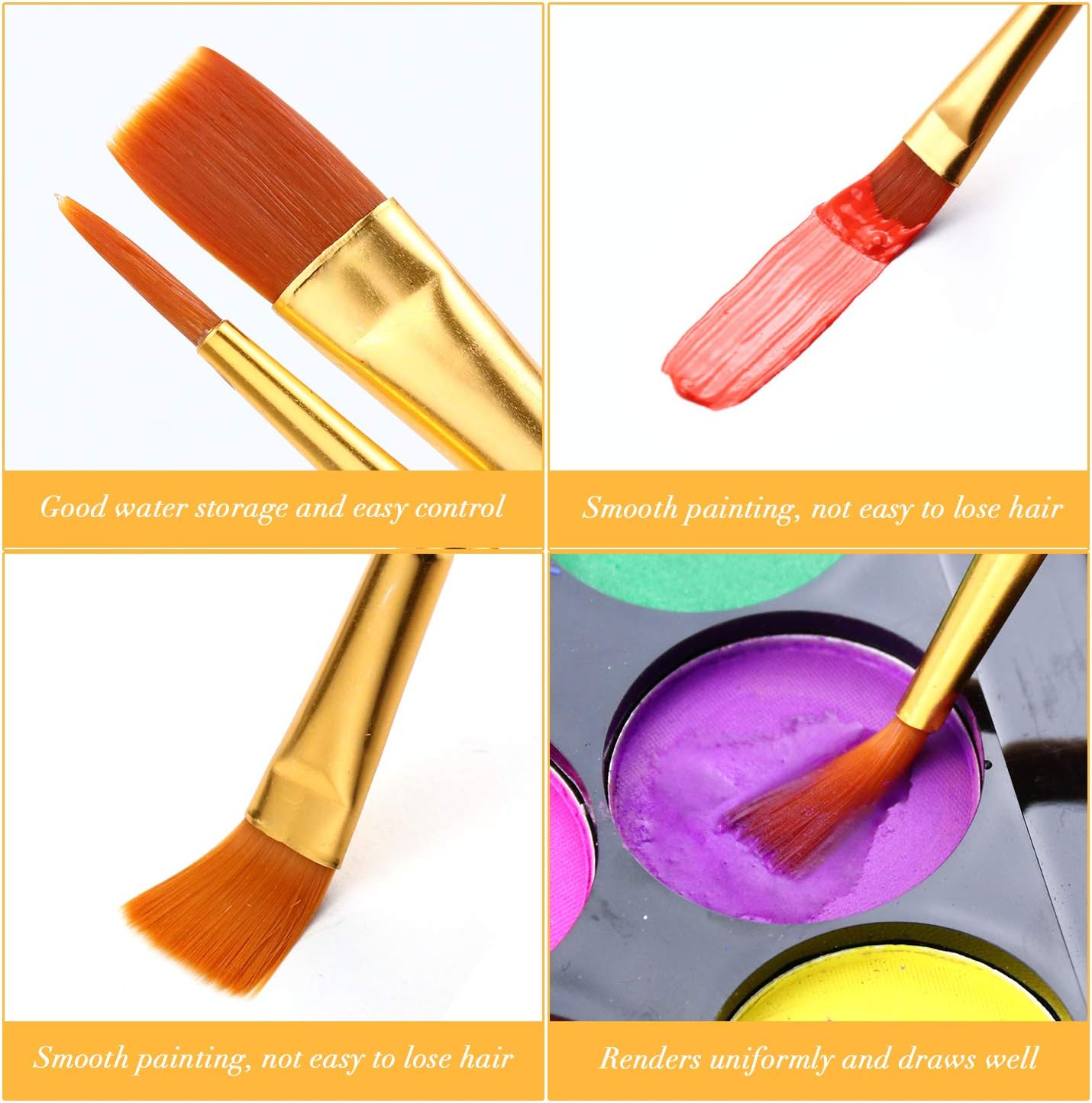 Acrylic Paint Brush Set, 1 Packs / 10 pcs Watercolor Brushes Painting Brush Nylon Hair Brushes for All Purpose Oil Watercolor Painting Artist Professional Kits.