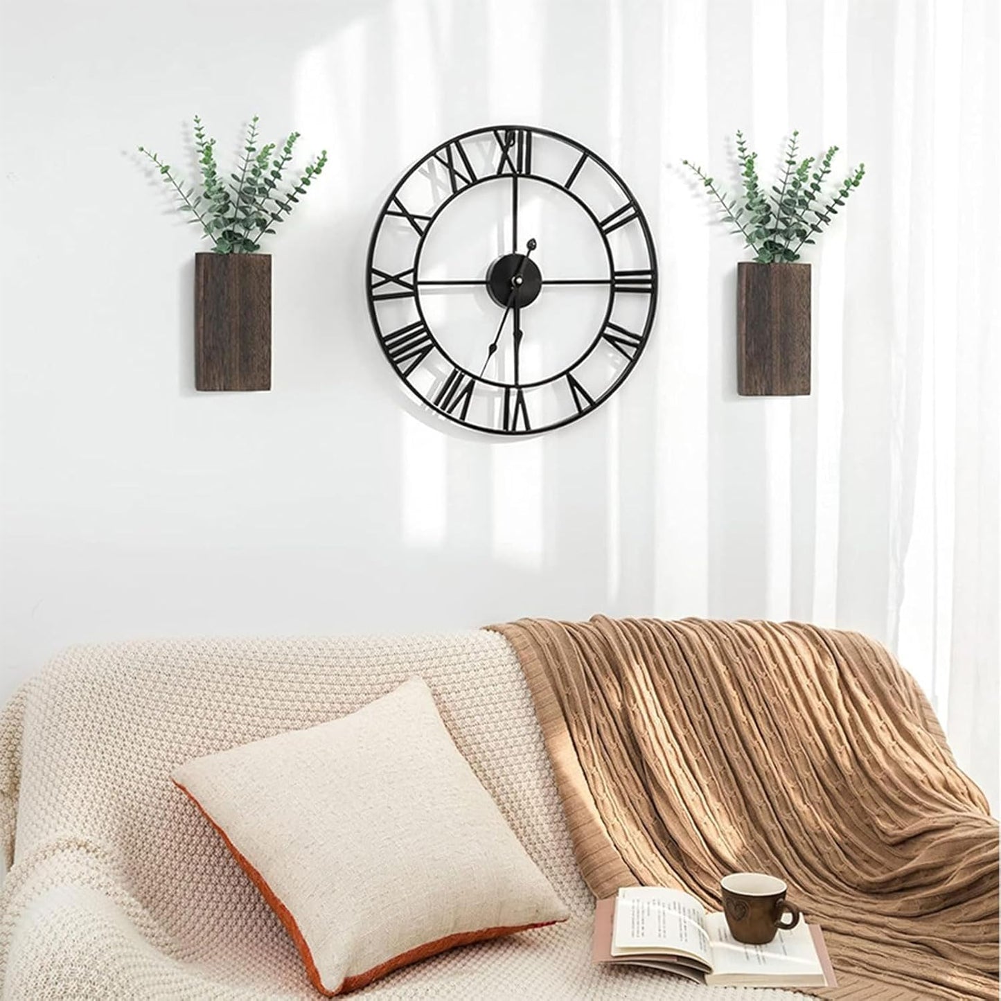 2pcs Wall Mounted Wood Planter Space Saving Indoor Plant Holder for Dr