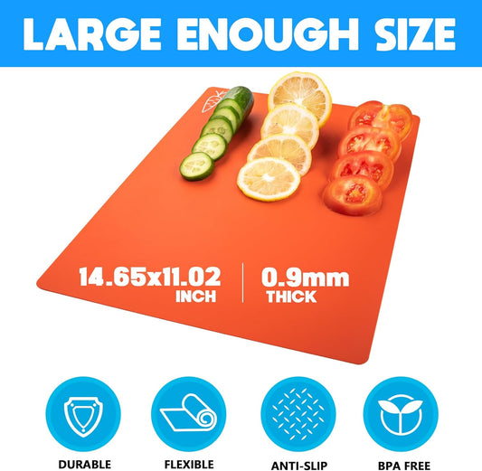 Goodluck 5 Pieces Flexible Cutting Boards, BPA Free Plastic Cutting Boards for Kitchen, Non Slip Cutting Mat for Meat and Vegetables