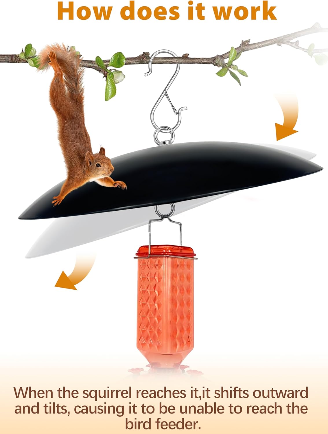 13" Bird Feeder Rain Guard, Hummingbird Feeders Shade Dome Cover, Hanging Baffle for Bird Feeder Pole,Smart Birds Feeder Umbrella (Black), 1 Pack