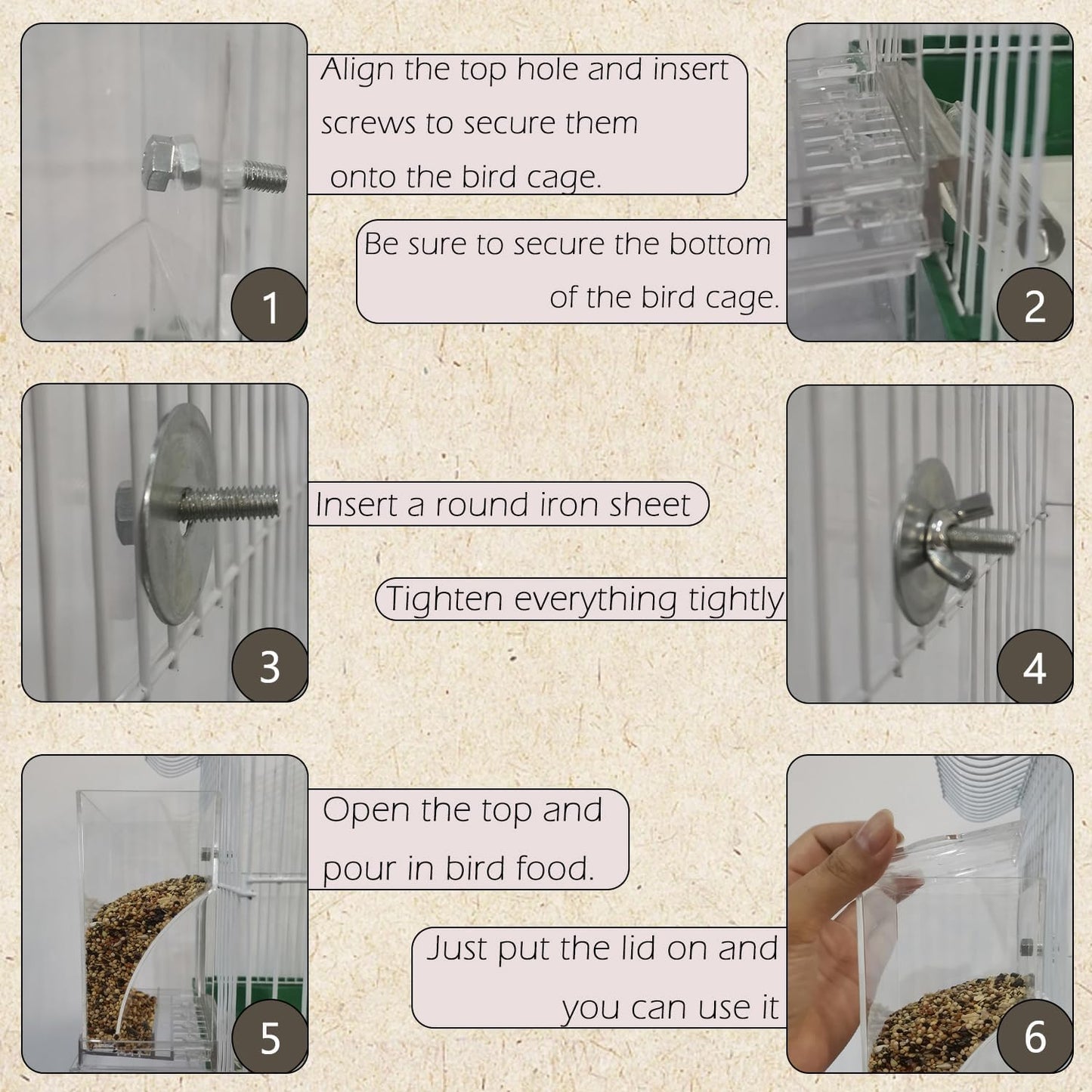IBWell Set of 3 Automatic Bird Feeders and Waterers for Cage, No Mess 