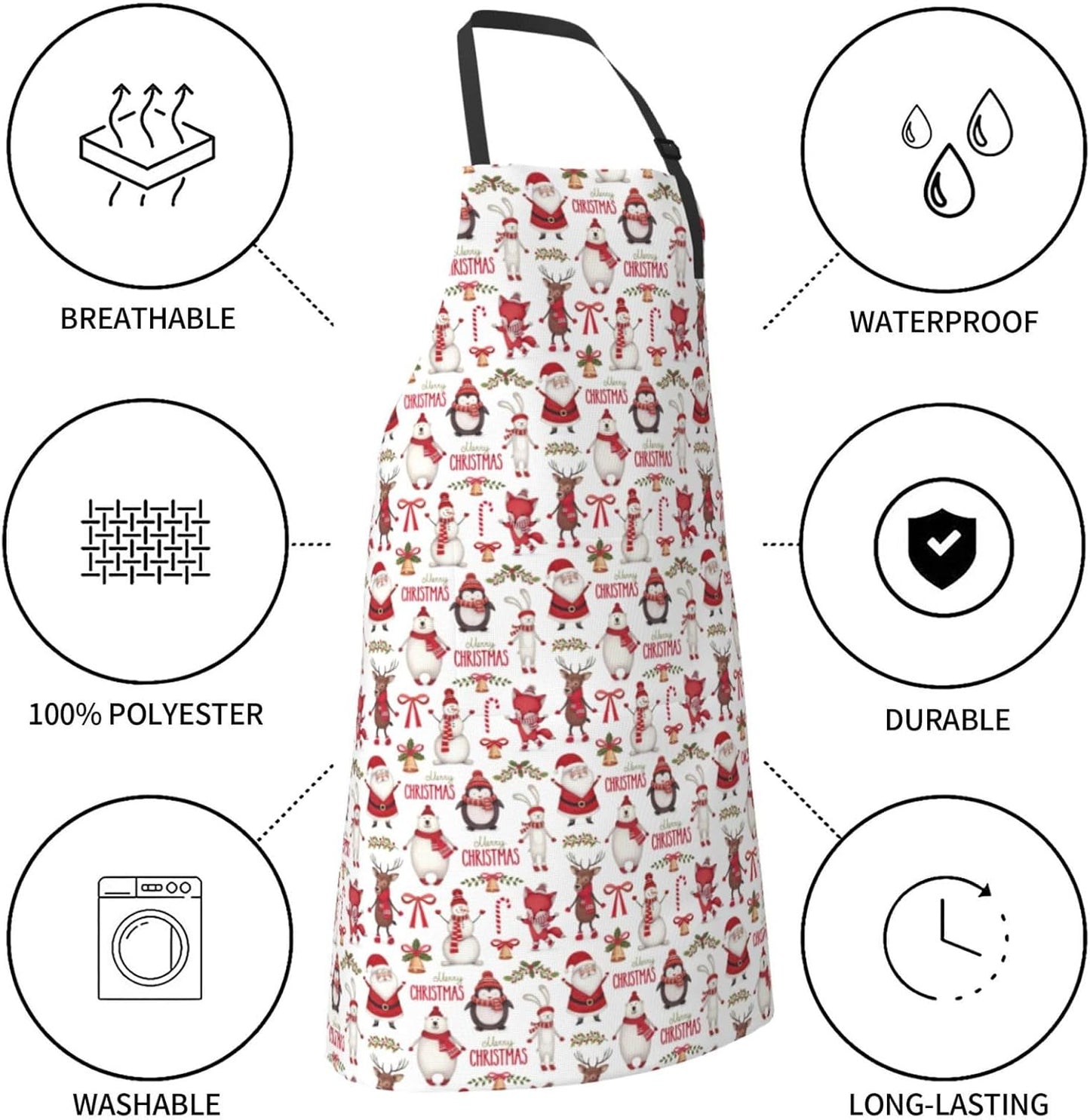 Christmas Santa Claus print Waterproof apron with pocket adjustable cooking apron for adult kitchen bibs to bake