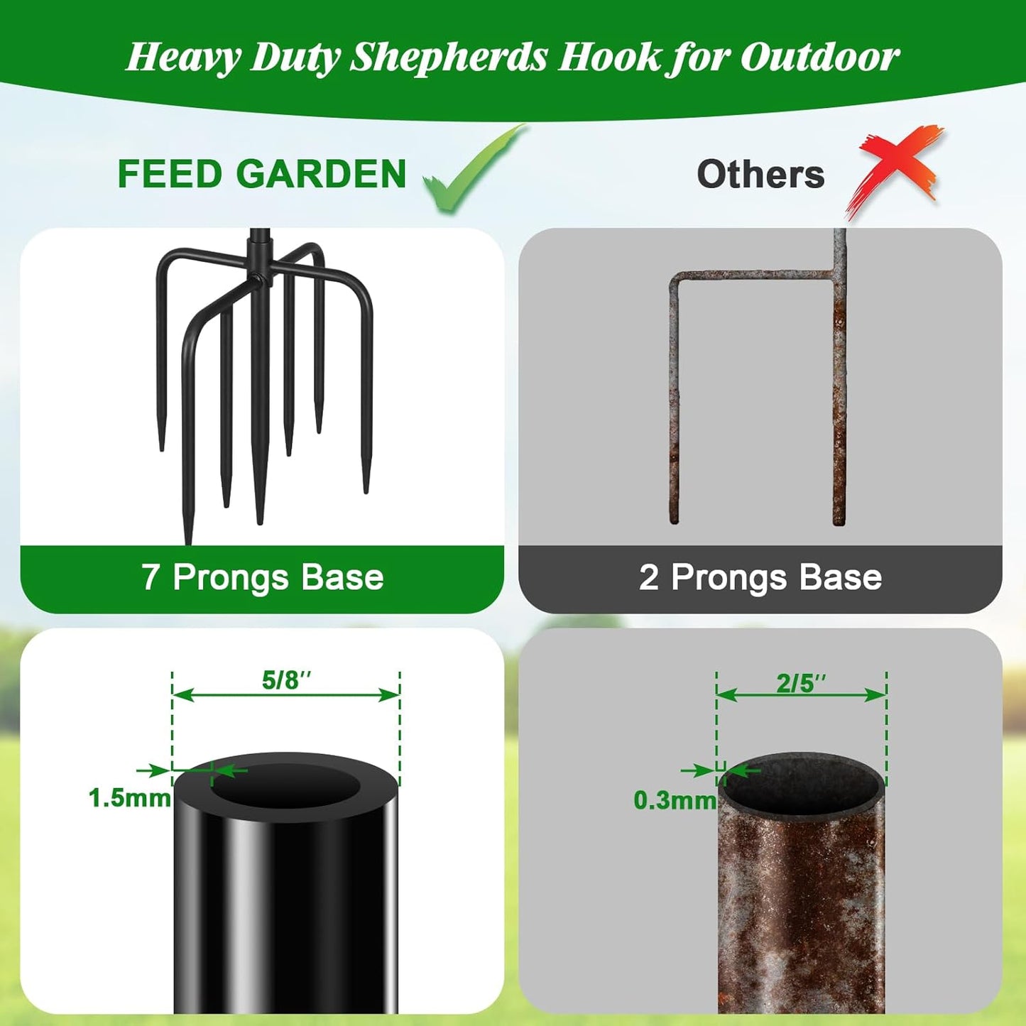 FEED GARDEN 76'' Bird Feeder Pole, Heavy Duty Shepherds Hooks for Outd