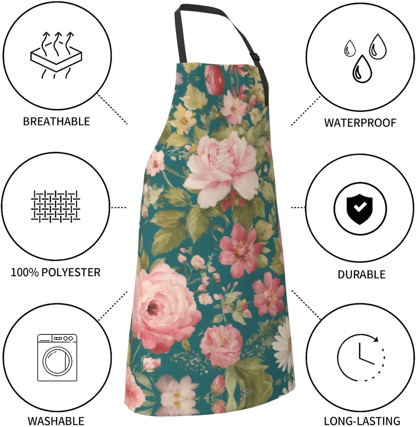 Blossom Flower print Waterproof chef's apron with pocket apron for kit